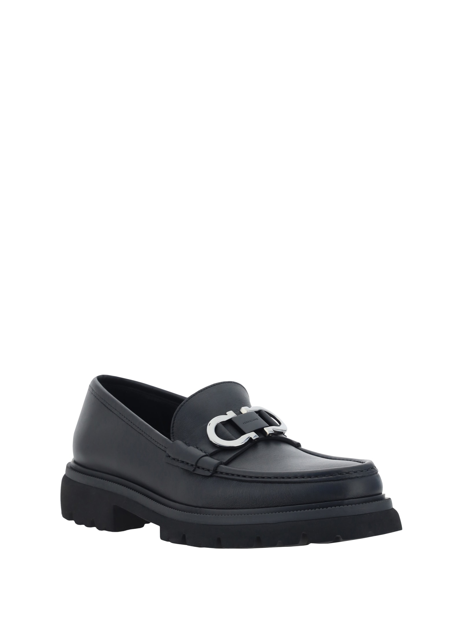 Shop Ferragamo Ornament Loafers In Black