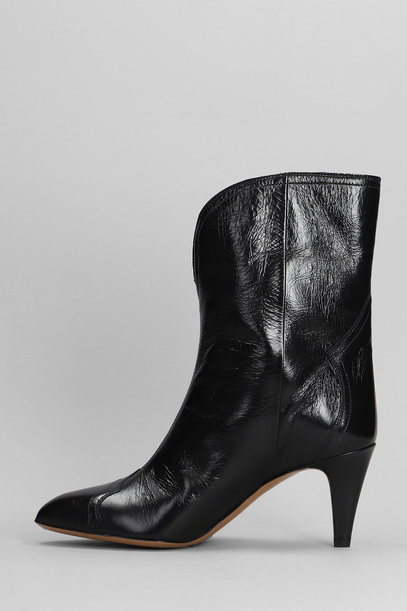 Shop Isabel Marant Dytho High Heels Ankle Boots In Black Leather