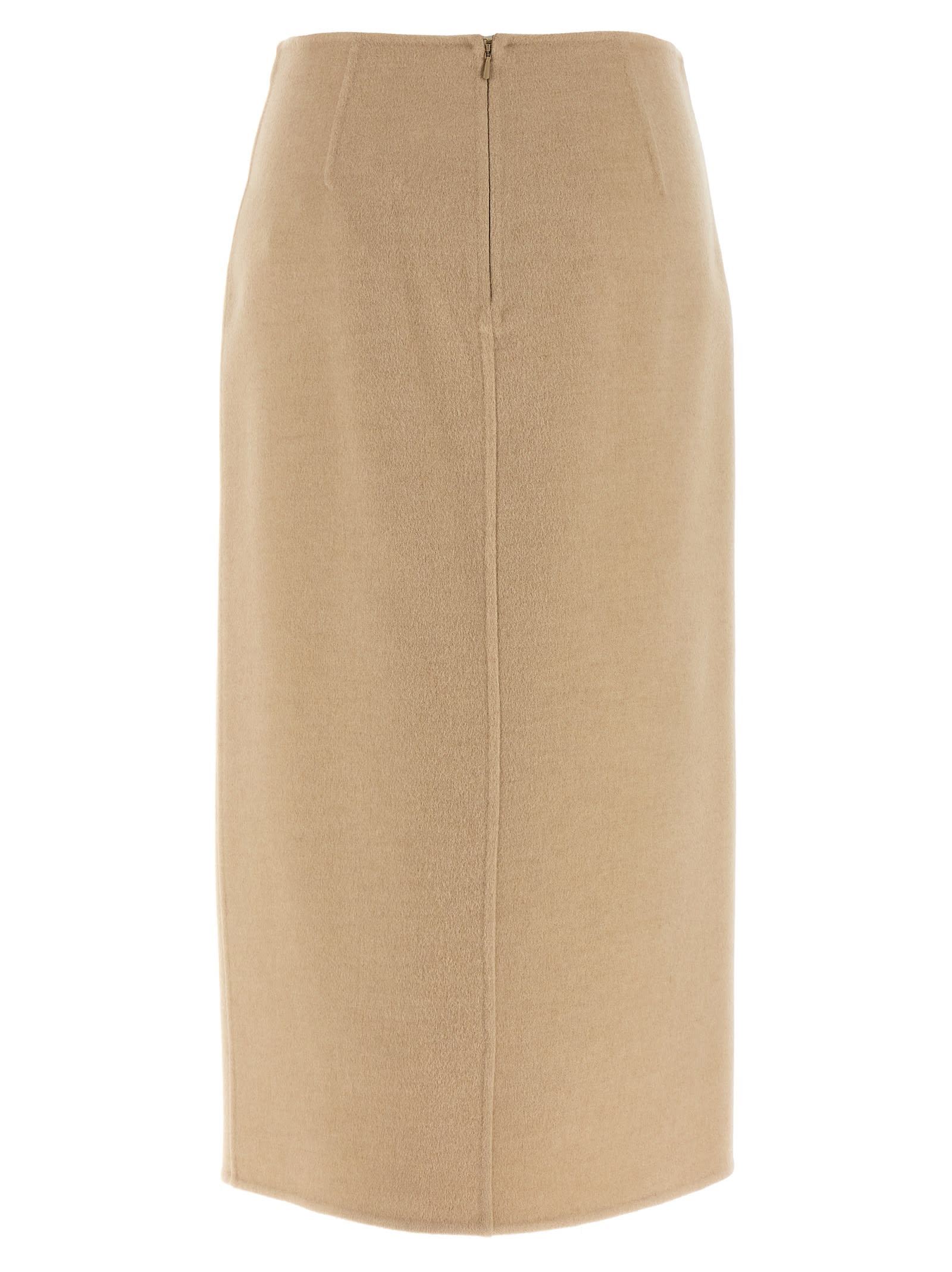 Max Mara Curzio Camel Midi Skirt In Nude