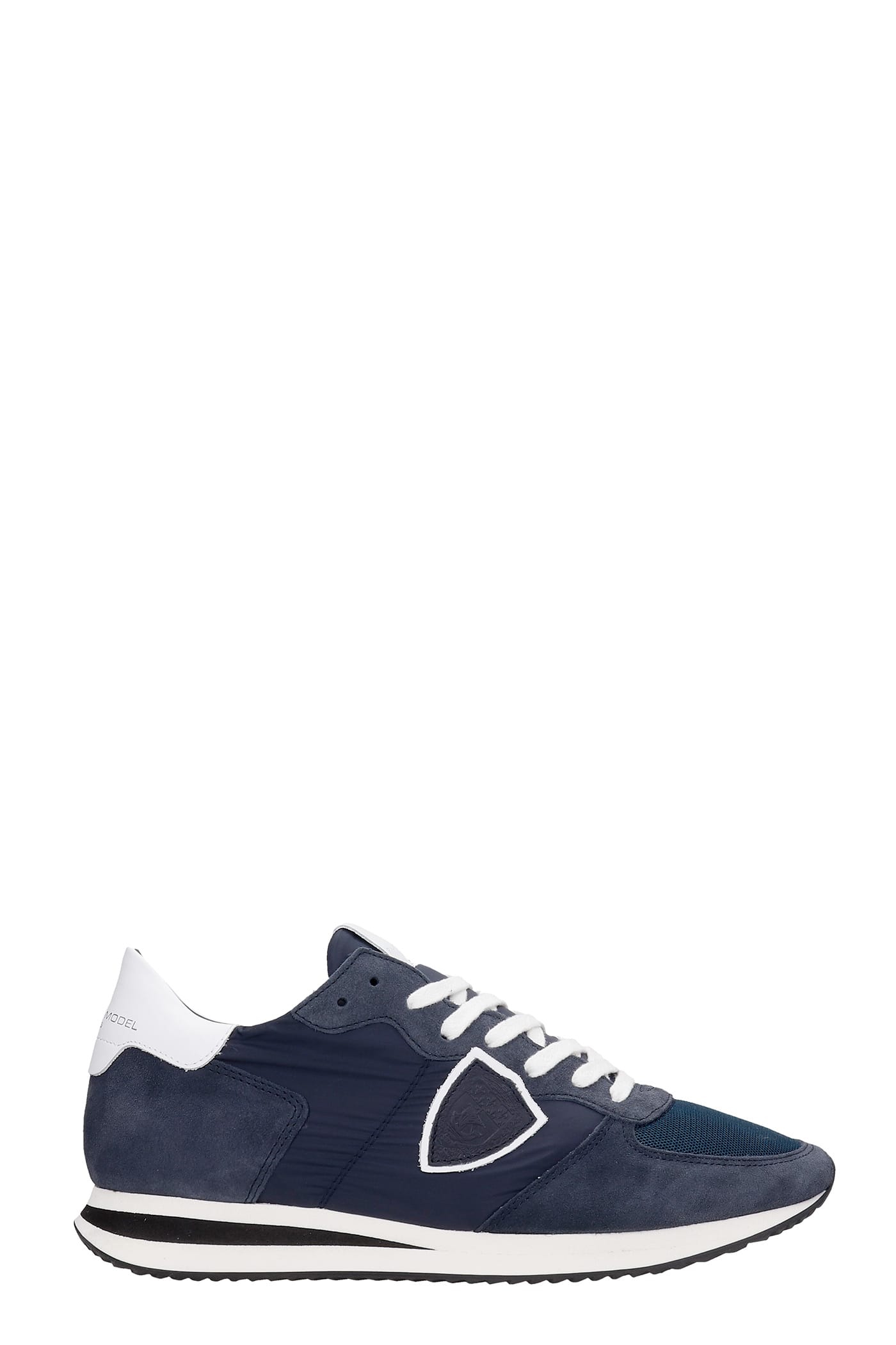 Philippe Model Trpx Sneakers In Blue Suede And Fabric