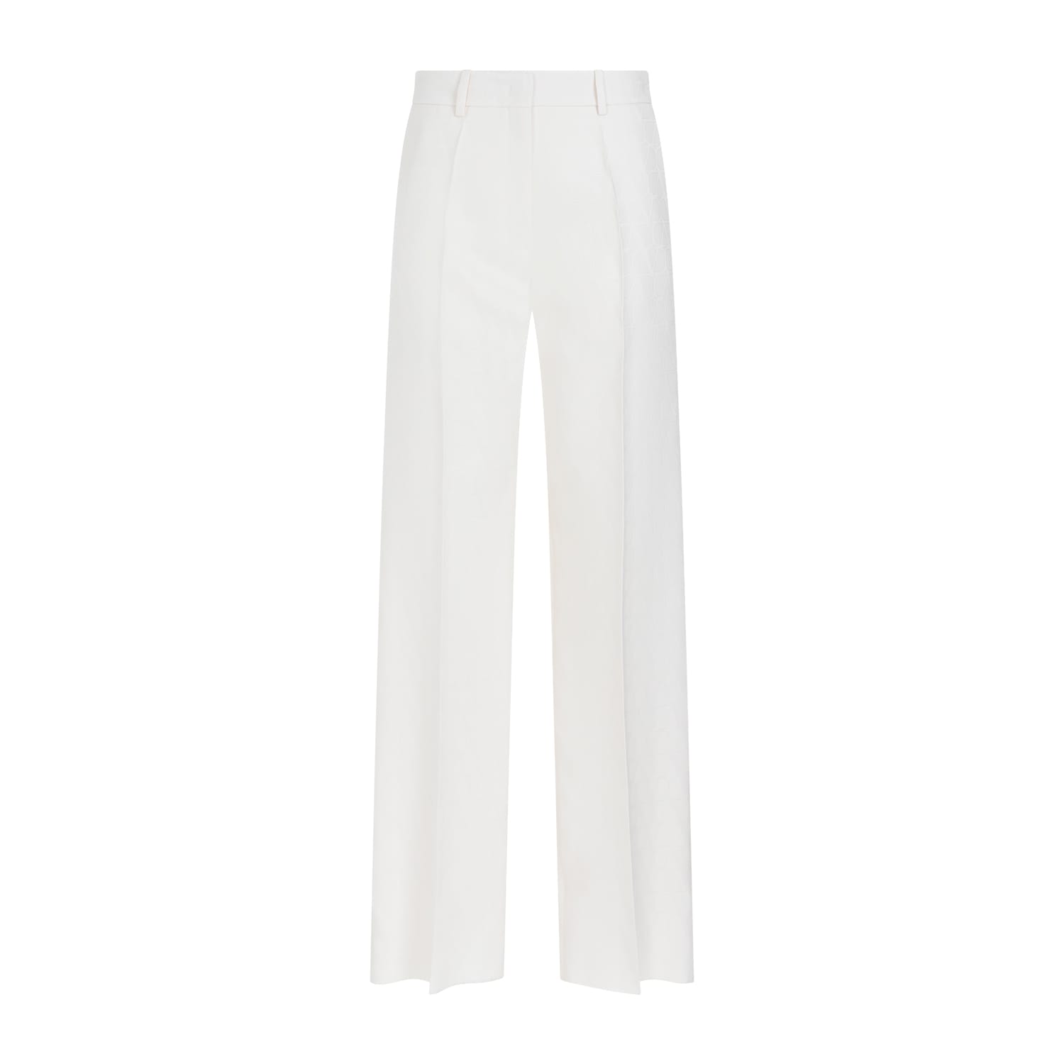 Shop Valentino Crepe Pants In Avorio