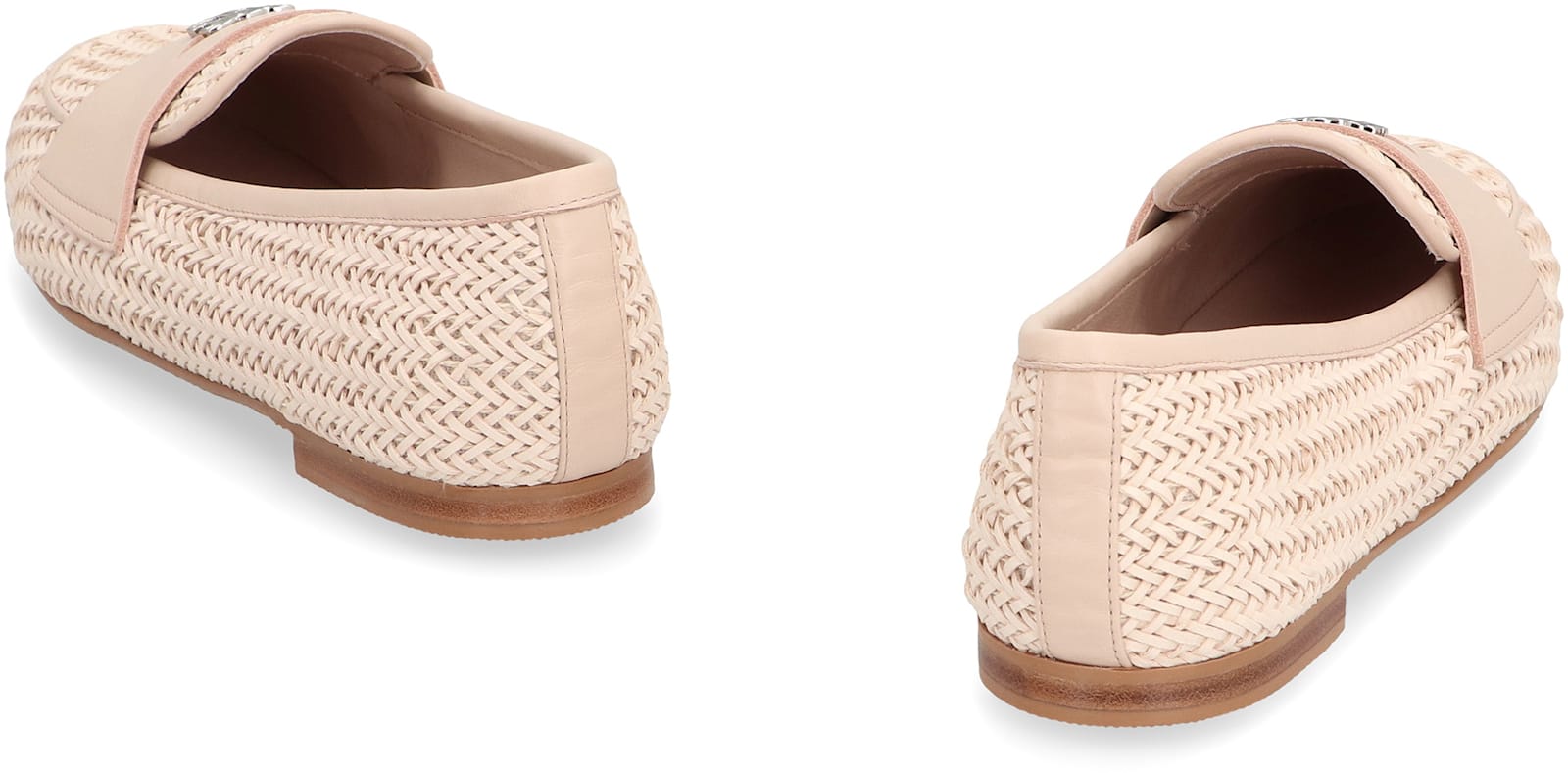 Casadei Round Head Loafer Shoes In Pale Pink