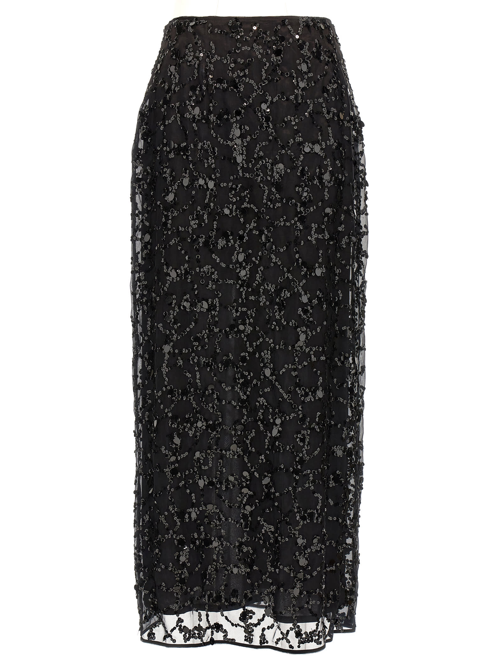 Shop Fabiana Filippi Sequin Skirt In Black