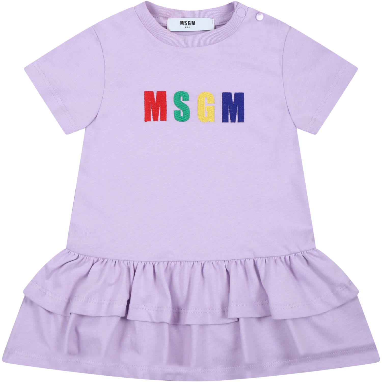 MSGM PURPLE DRESS FOR BABY GIRL WITH EMBROIDERED LOGO