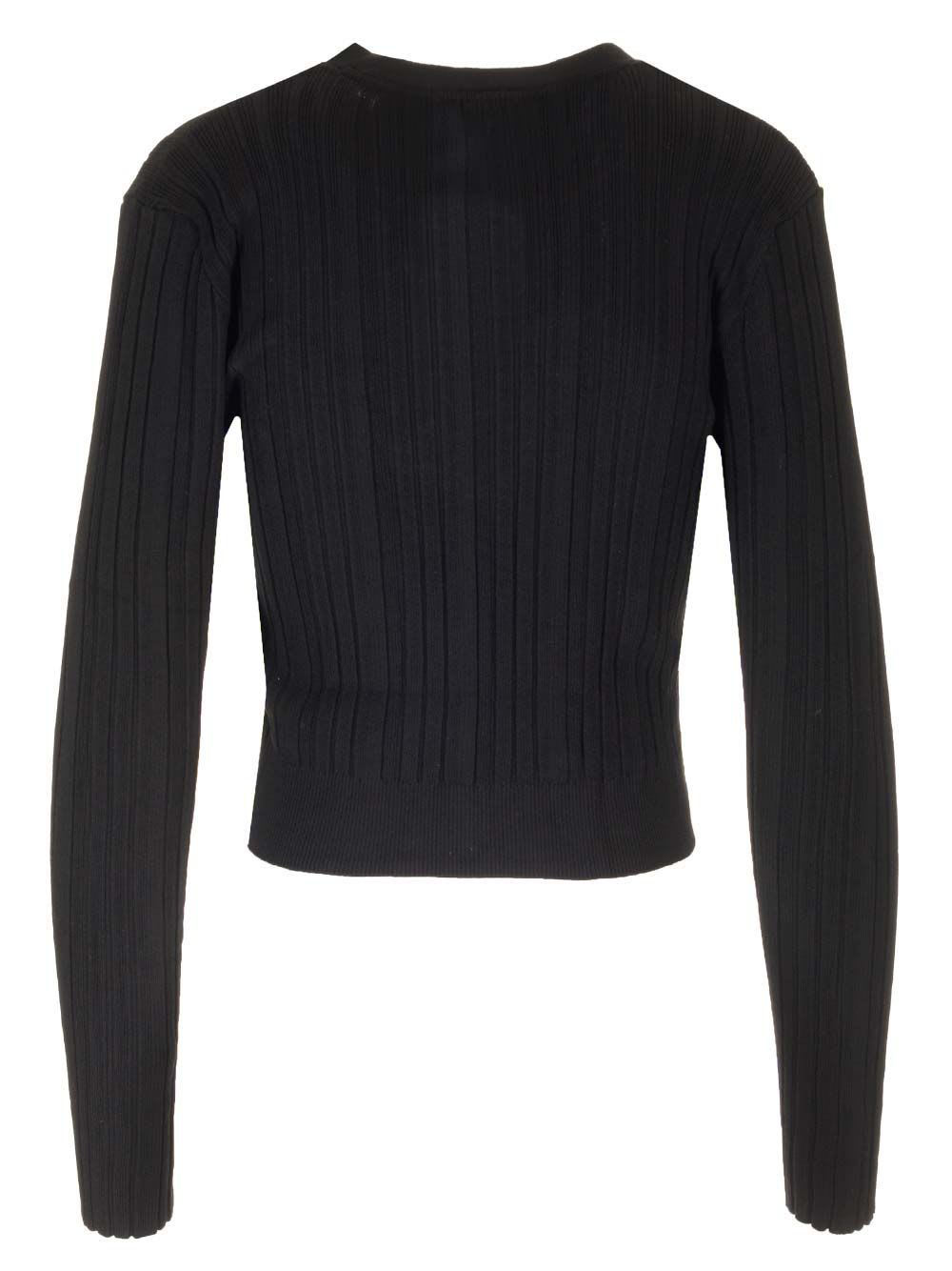 Shop Ganni Ribbed Cardigan In Black