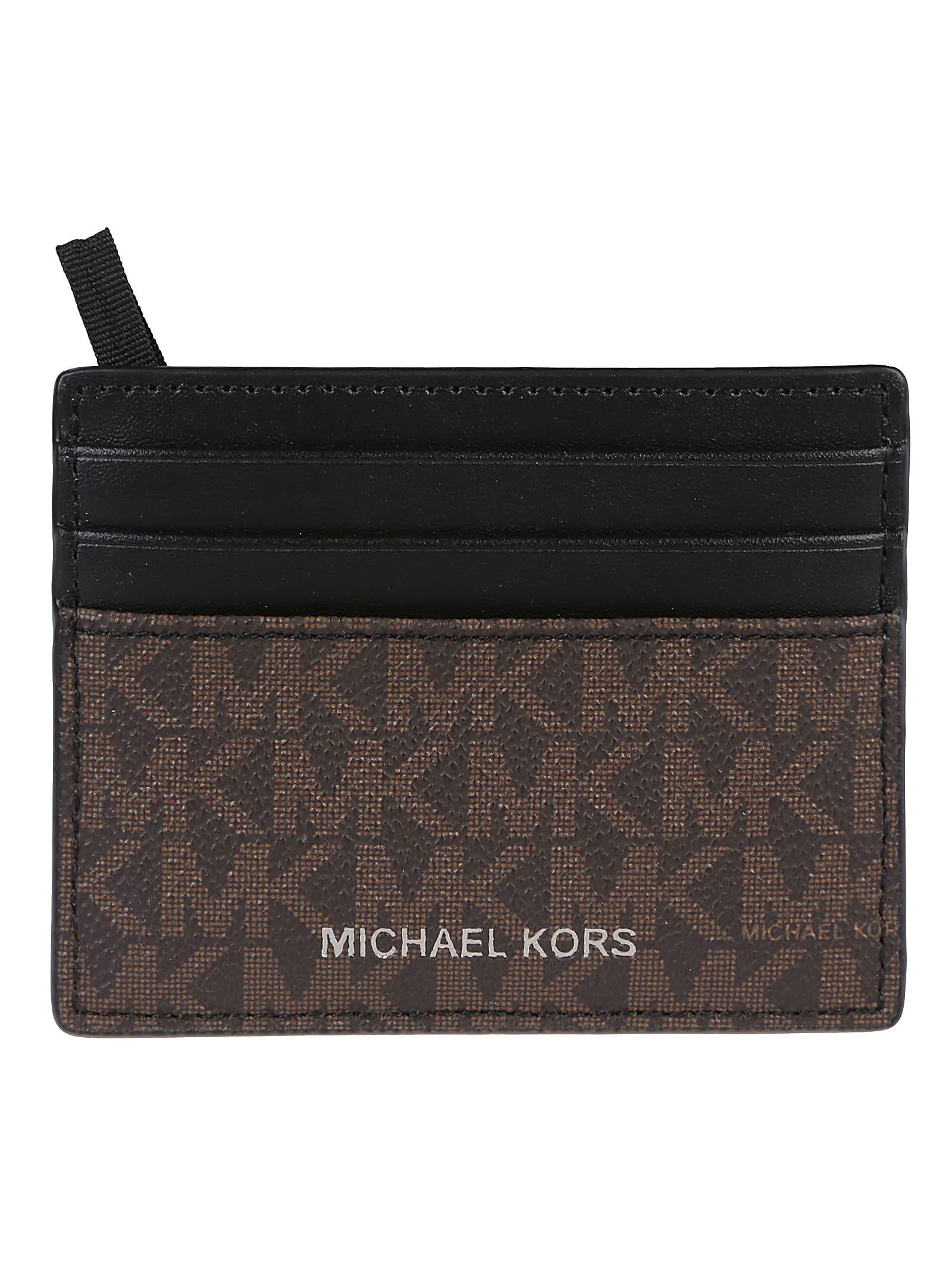 Michael Kors Greyson Credit Card Holder In Brown/black