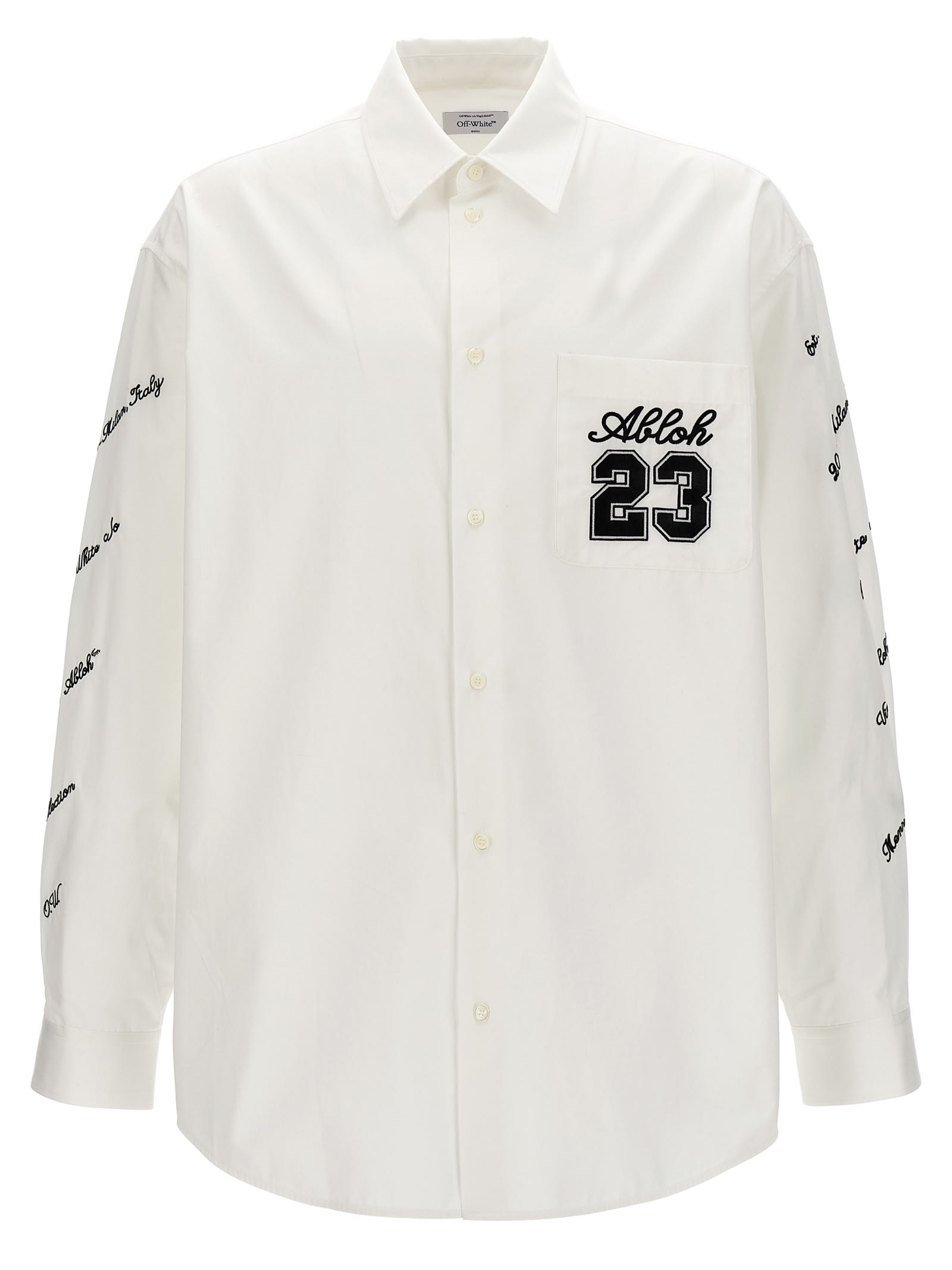 Shop Off-white 23 Logo Heavycoat Shirt In White/black