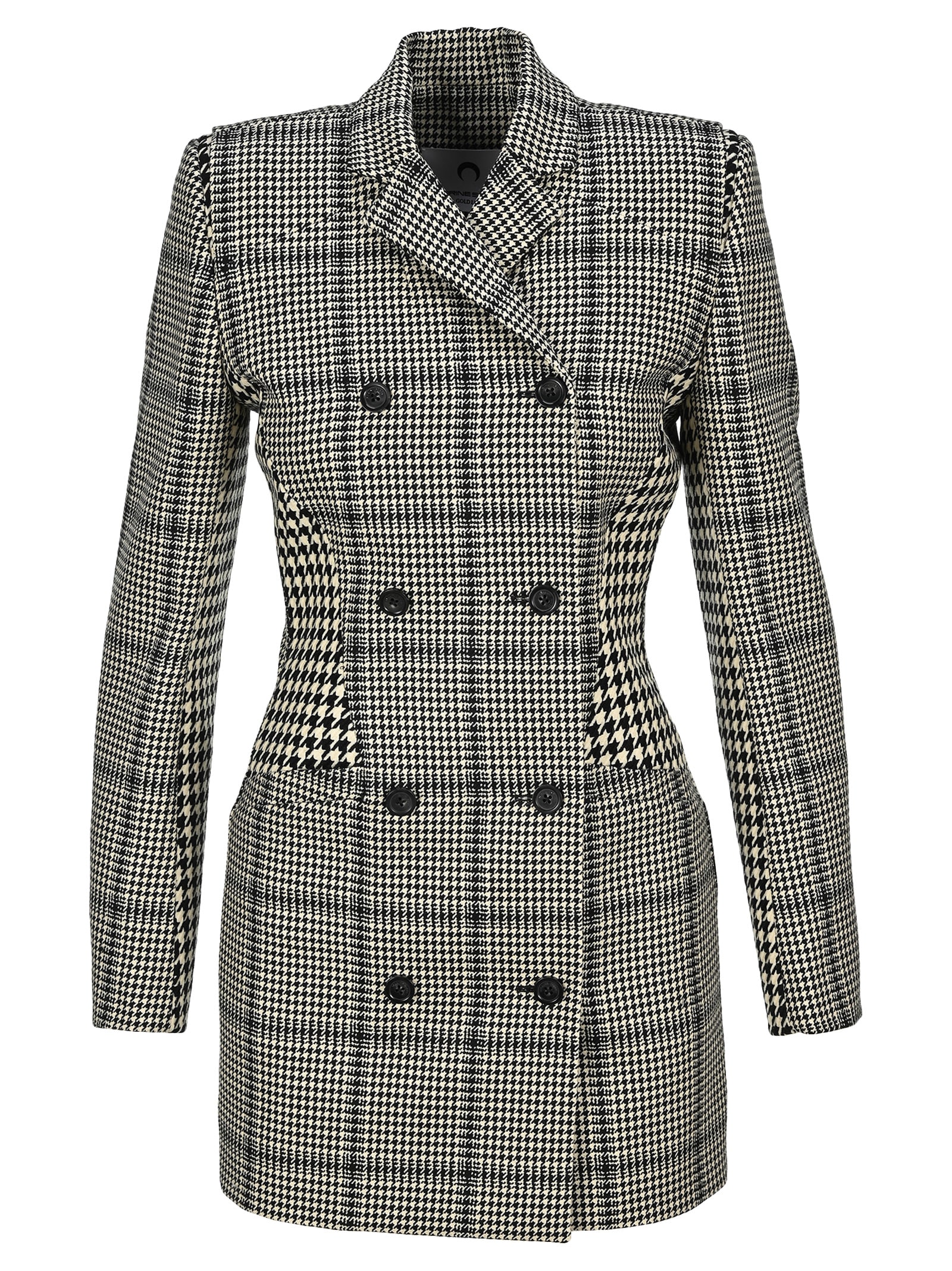 Click to view more detailed imagery on our partner's website Marine Serre Double Breasted Sharp Tailored Jacket In Black White