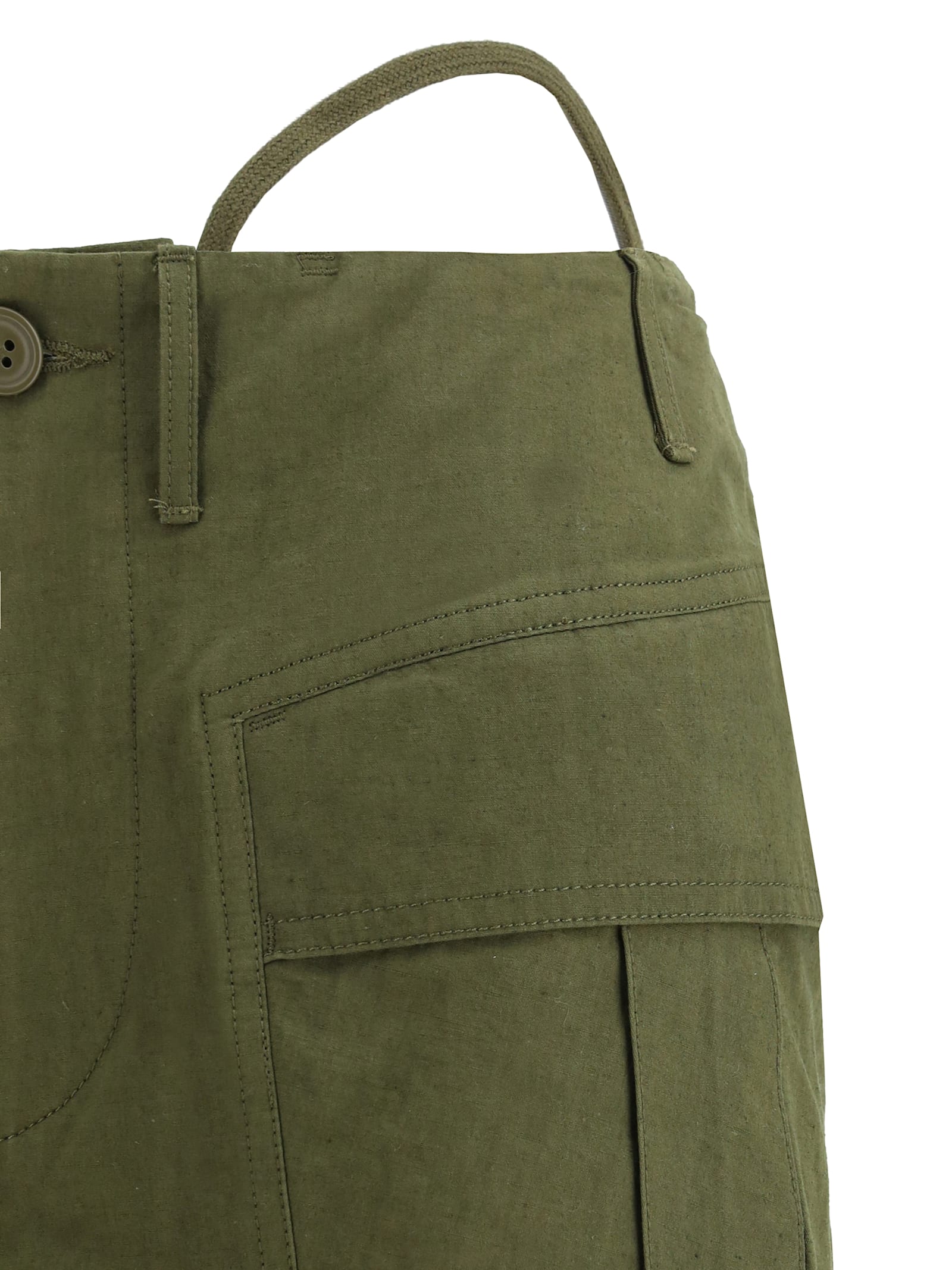 R13 Green Cotton Flared Pants In Olive