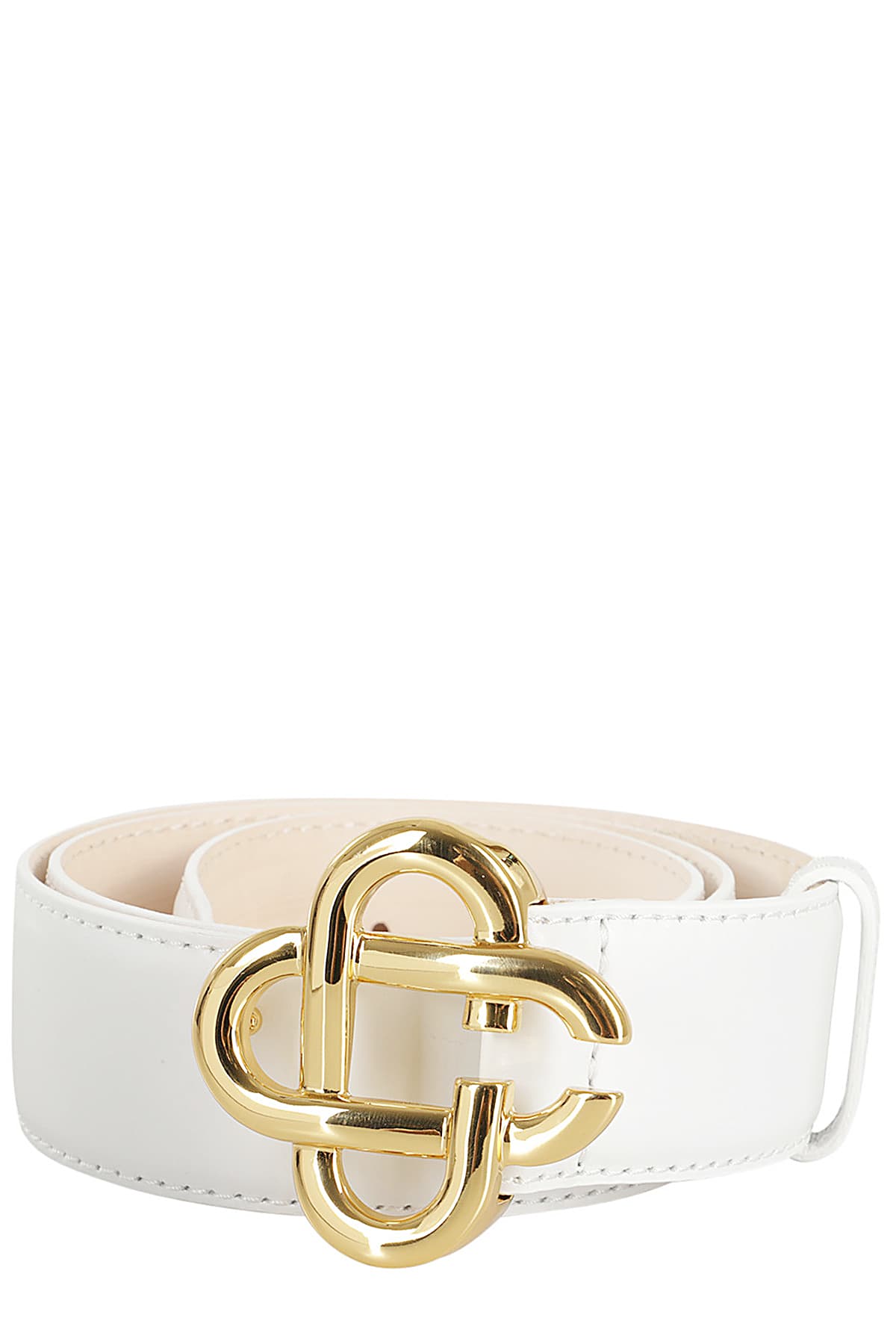 Shop Casablanca Cc Logo Buckle Belt In White