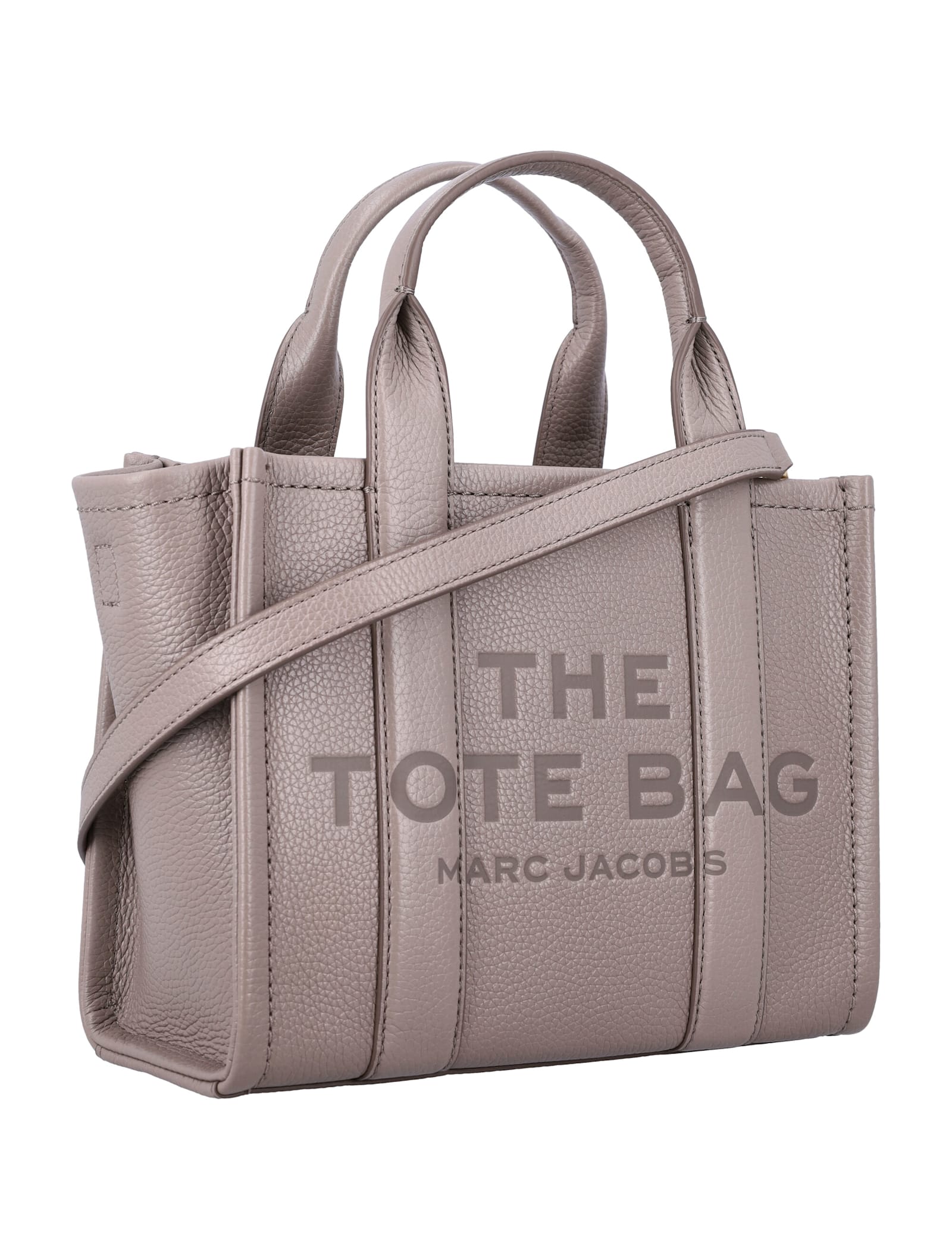 Shop Marc Jacobs The Mini Tote Leather Bag In Cement