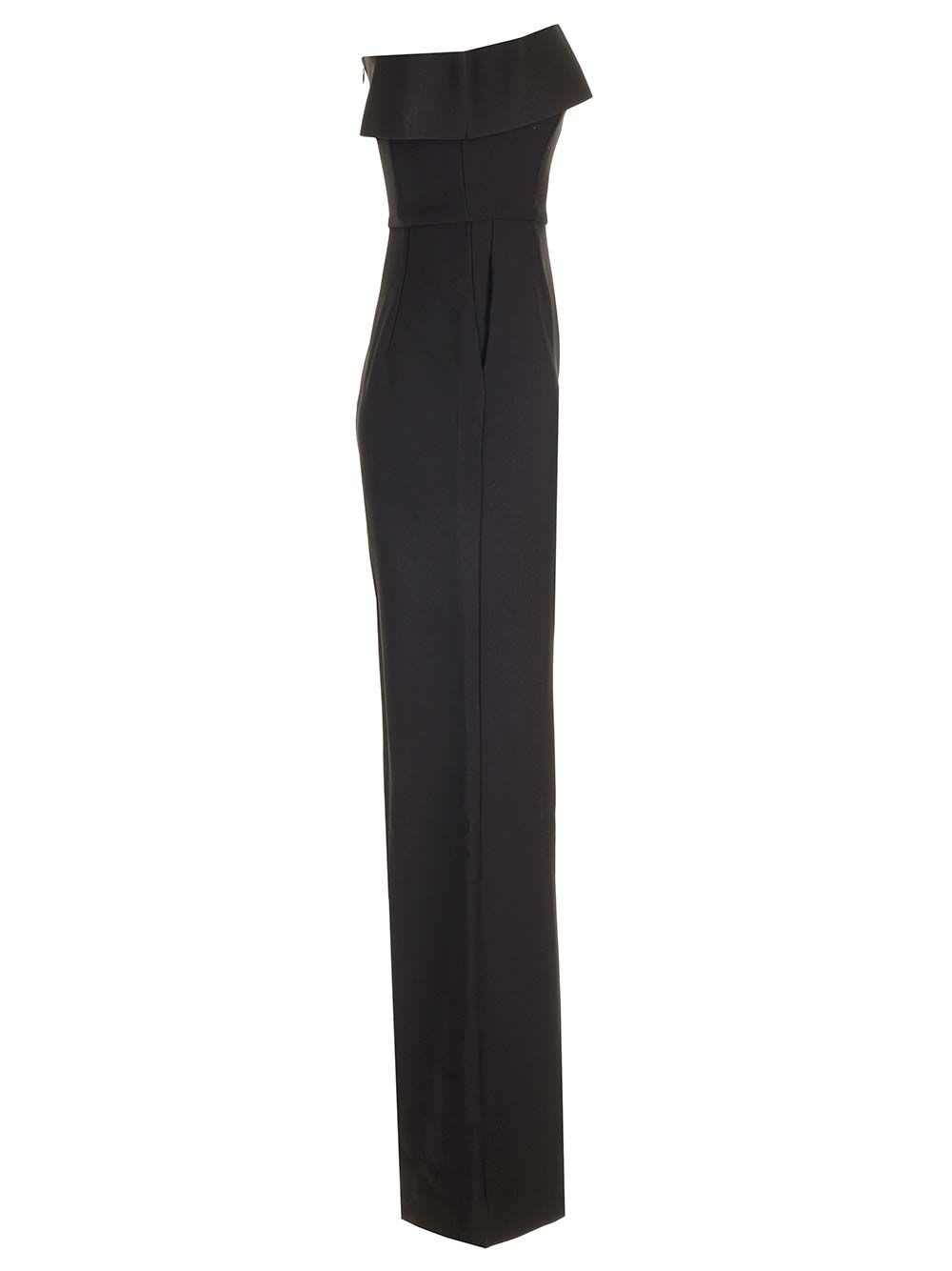 Shop Roland Mouret Off The Shoulder Crepe Jumpsuit Black