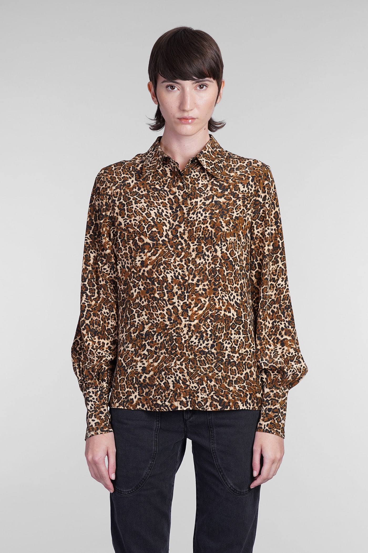 isabel marant teysa shirt in animalier silk