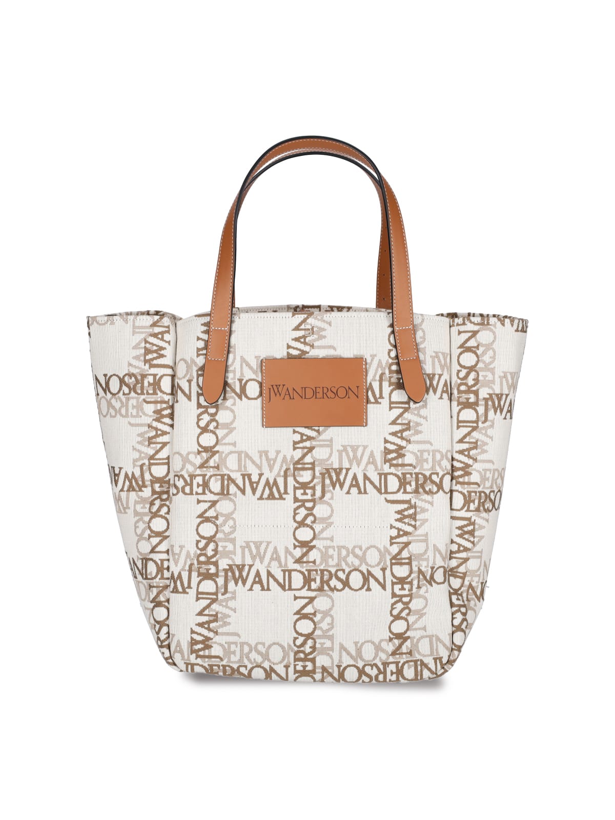 Jw Anderson Embroidered-logo Tote Bag In Natural/pecan