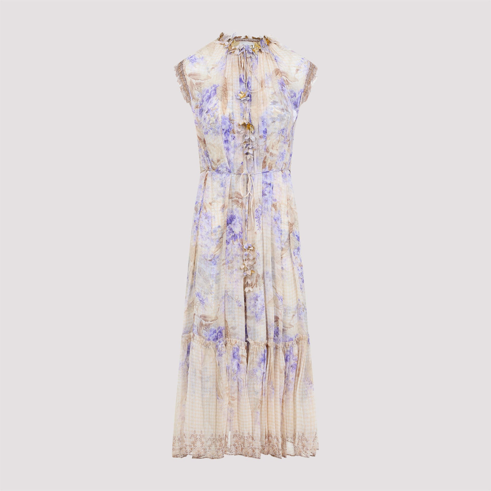 Zimmermann Women Lilac Floral Viscose Dawning Midi Dress In Multi