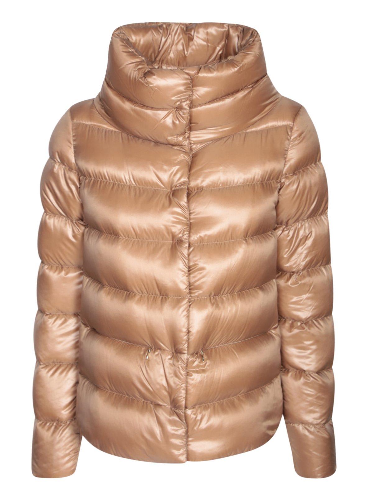 Herno Funnel-neck Padded Jacket In Cammello