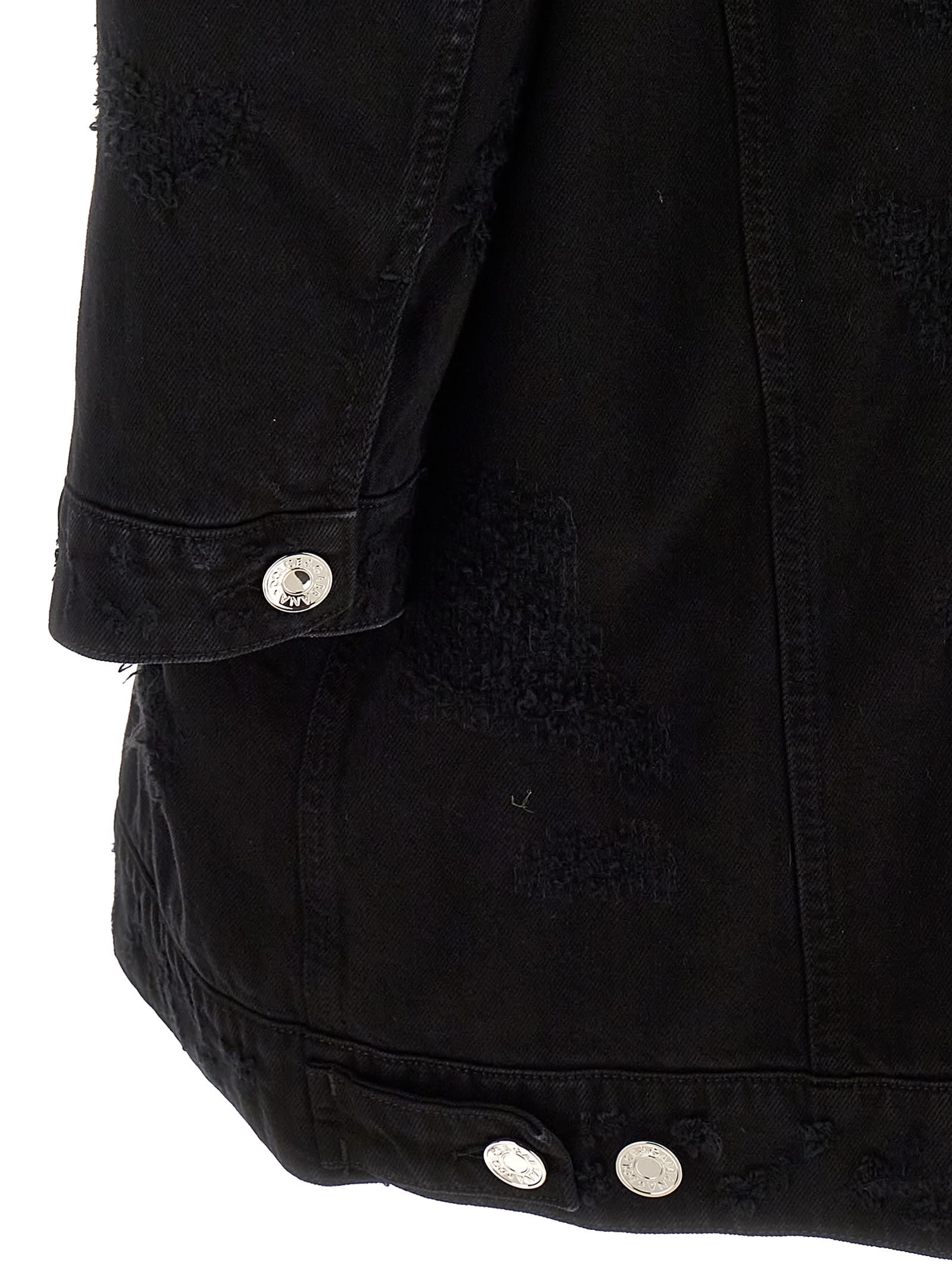 Dolce & Gabbana Longline Distressed Denim Jacket With Chest Pockets In Black