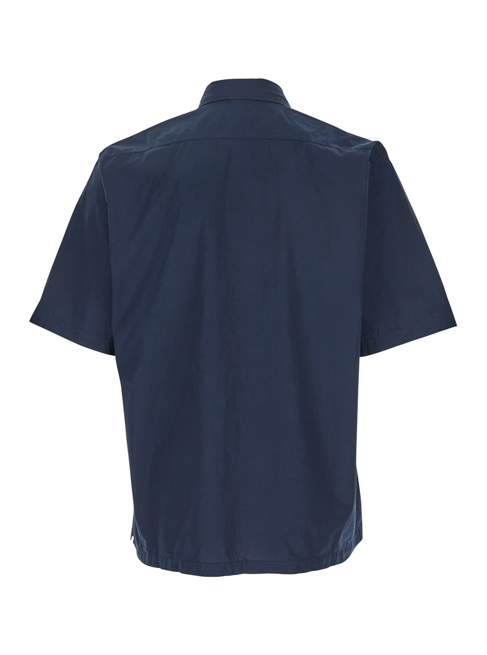 C.p. Company Blue Shirt With Classic Collar And Logo Lettering Embroidery On The Front In Blu