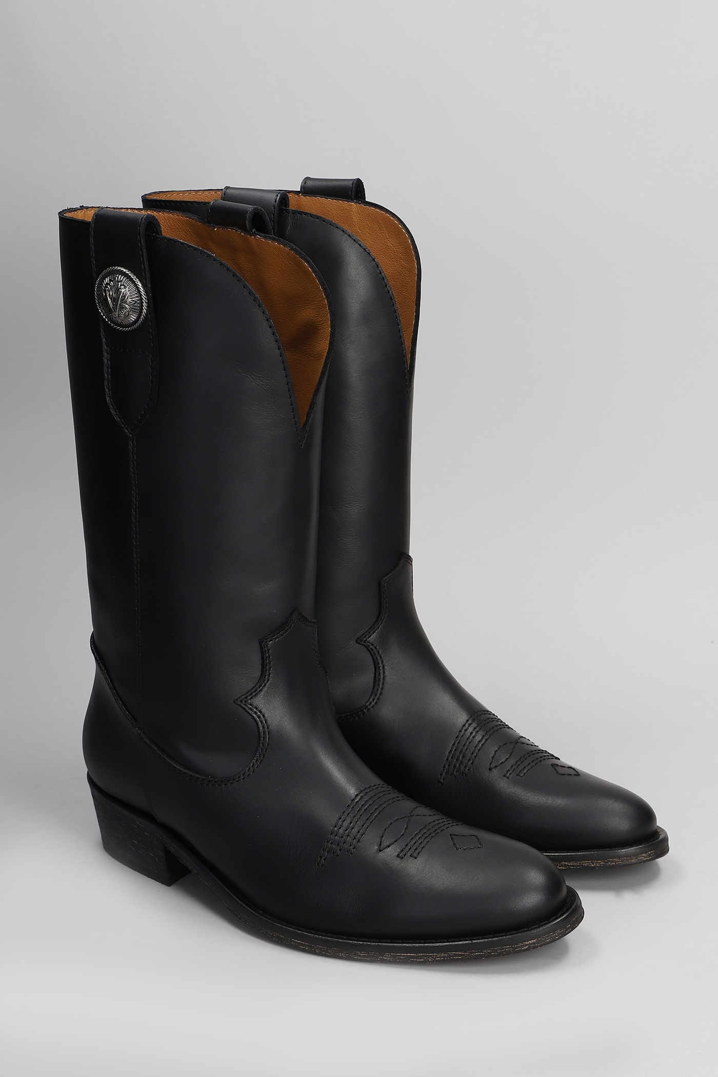 Shop Via Roma 15 Texan Ankle Boots In Black Leather
