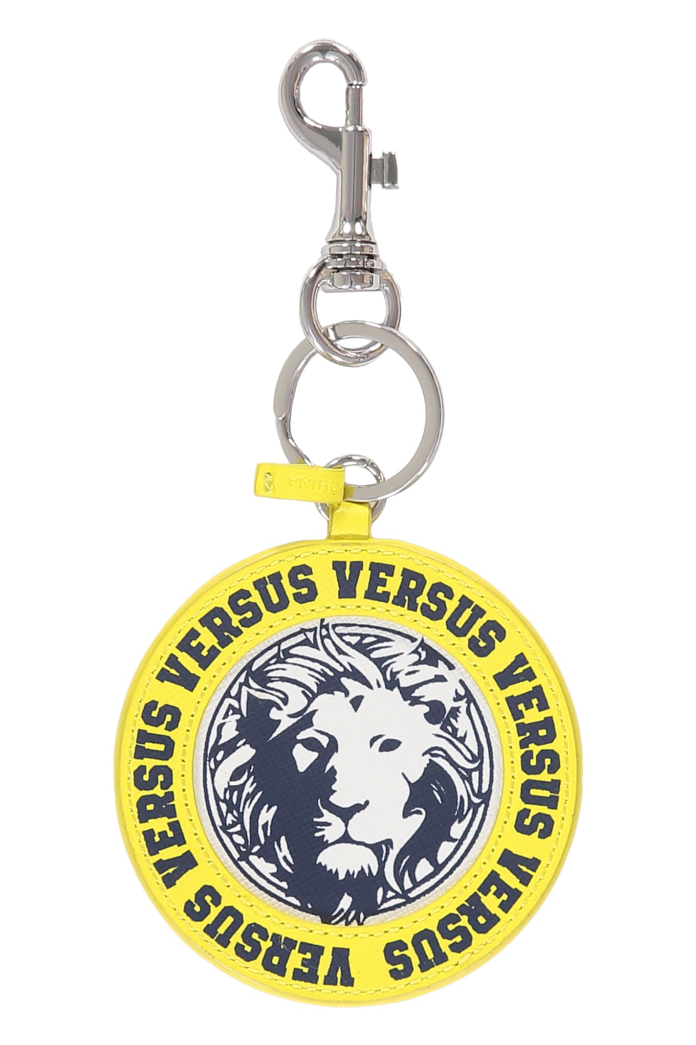 Shop Versus Leather Keyring In Yellow