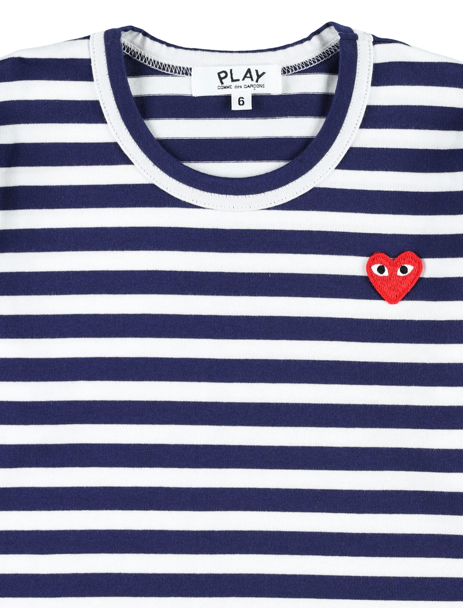 Comme Des Garçons Play Kid - Striped Long Sleeve T-shirt In Blue