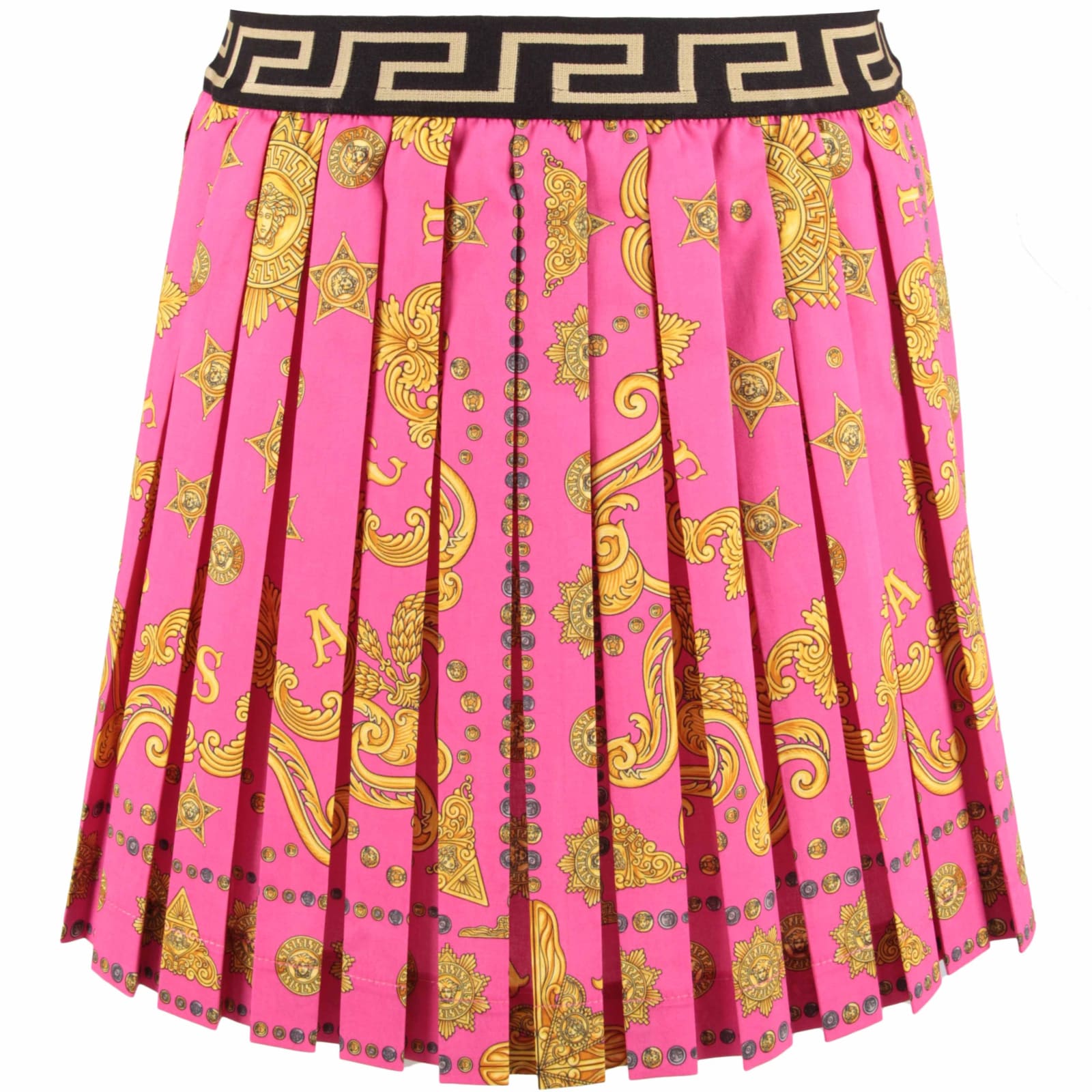 Versace Kids' Fuchsia Girl Skirt With Gold Medusa E Greca | ModeSens