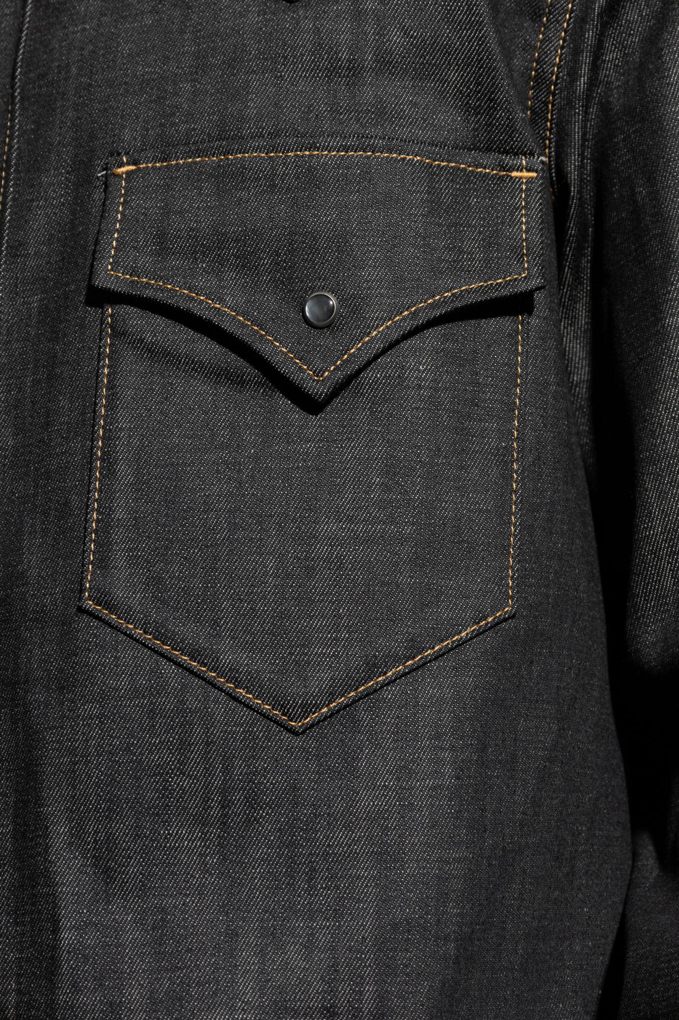 Dsquared2 Long-sleeve Casual Denim Shirt With Pocket Details In Black