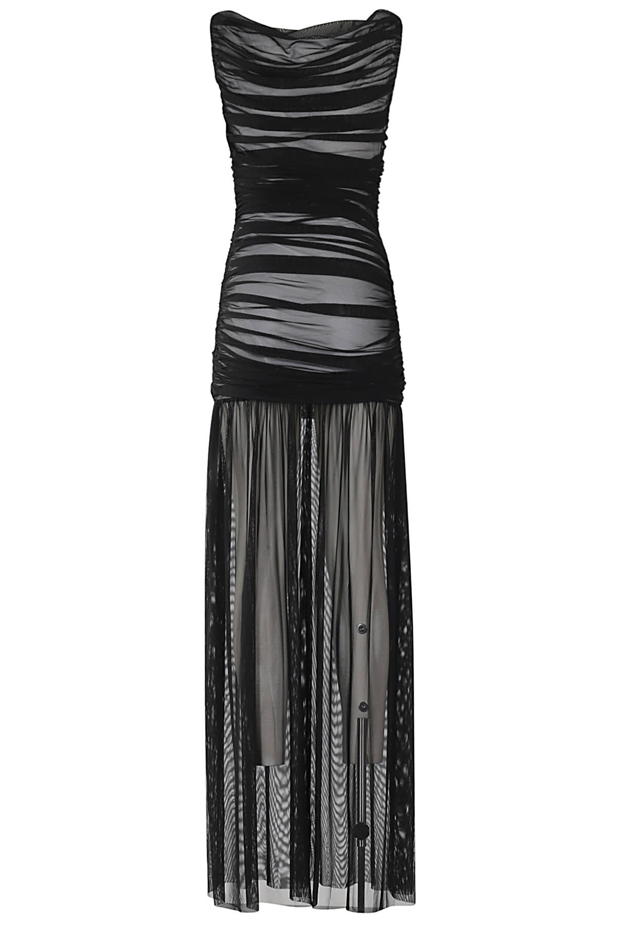 Norma Kamali Tara Pickleball Gown In Black Snow White