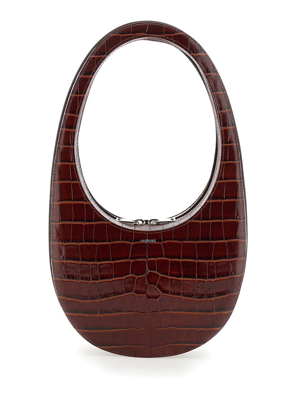 crocoswipe Brown Handbag With Embossed Logo And Embossed Crocodile Effect In Leather Woman