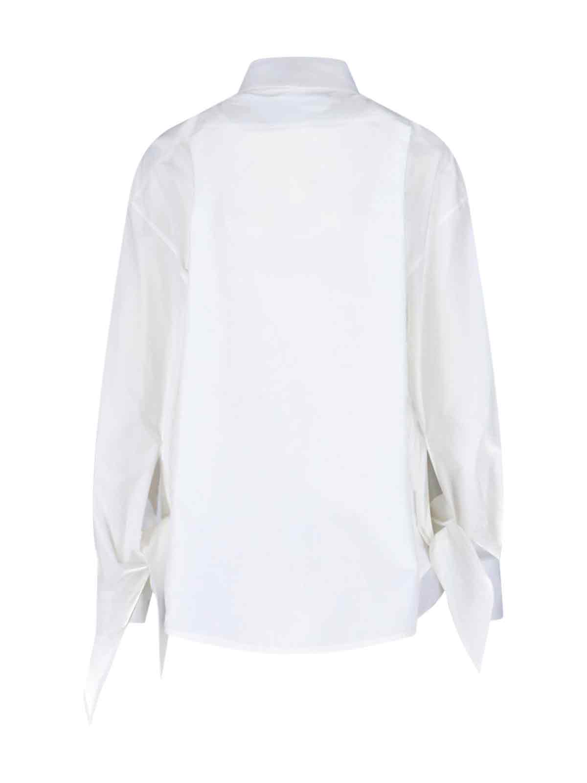 Shop Balenciaga Shirt With Knotted Cuffs In White