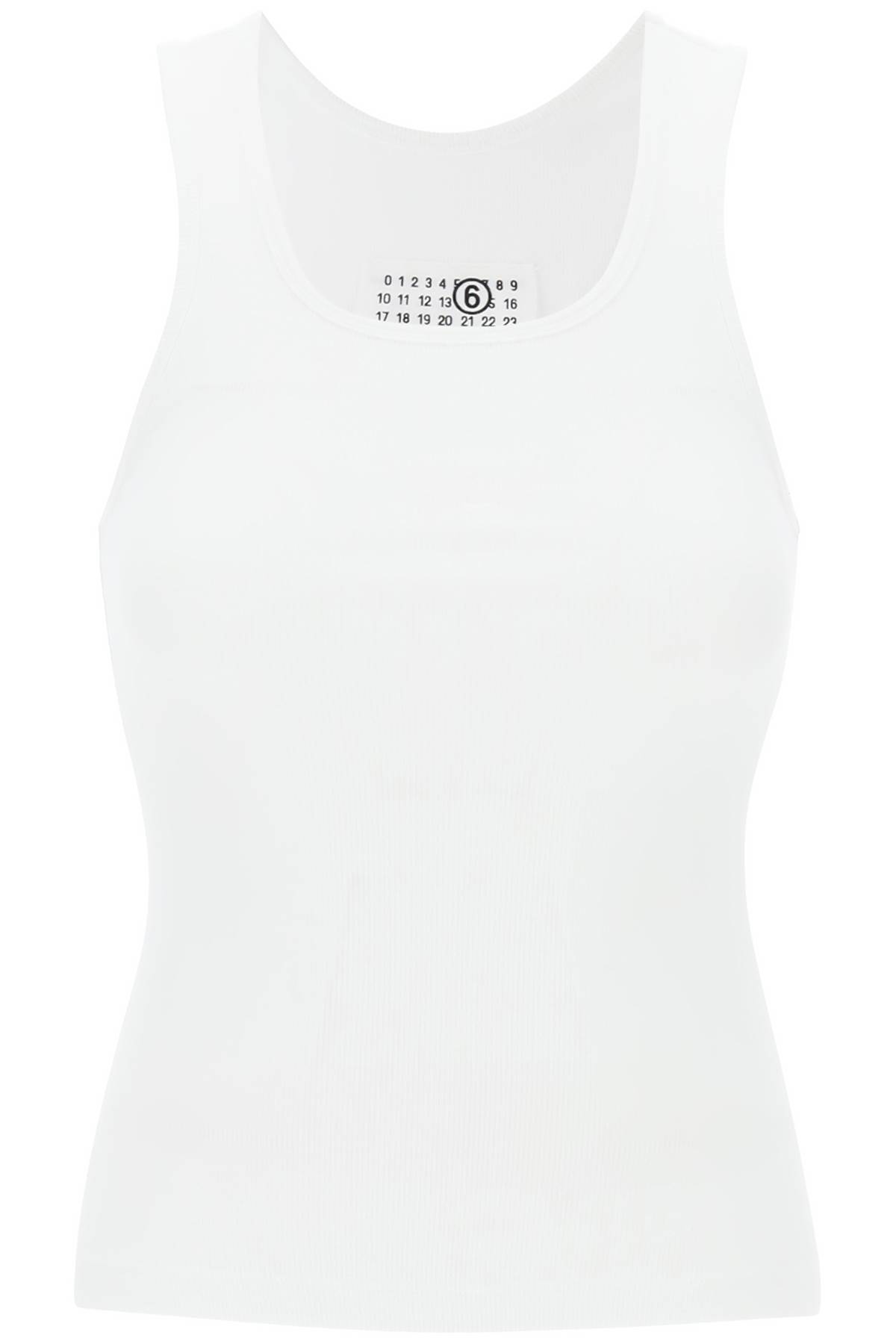 Shop Mm6 Maison Margiela Tank Top With Numeric Logo In White (white)