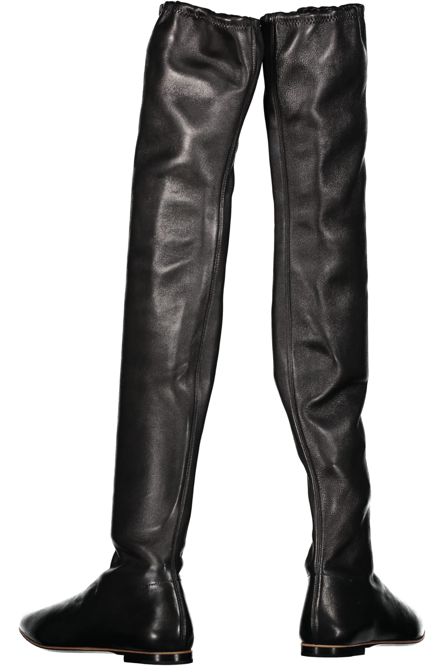 Shop Bottega Veneta Leather Over-the-knee Boots In Black