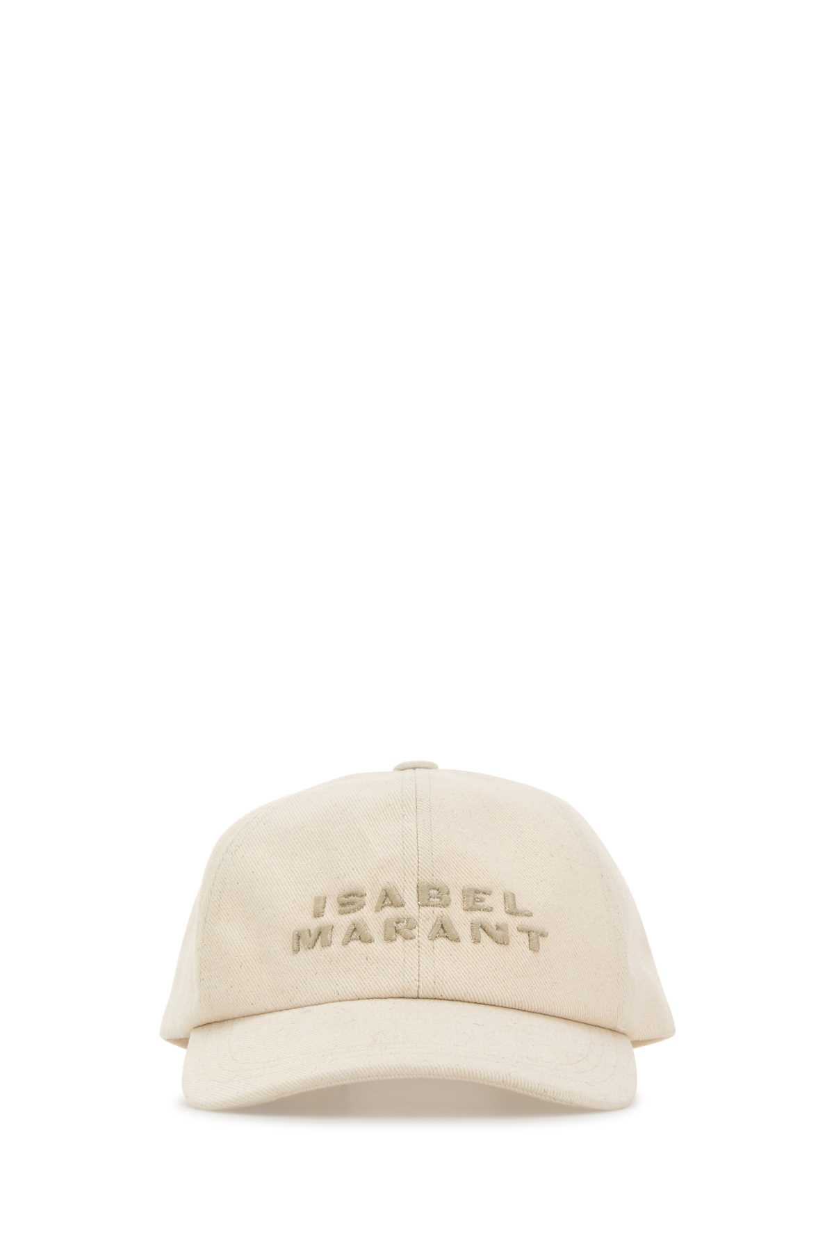 Isabel Marant Melange Ivory Cotton Tyron Baseball Cap In Black