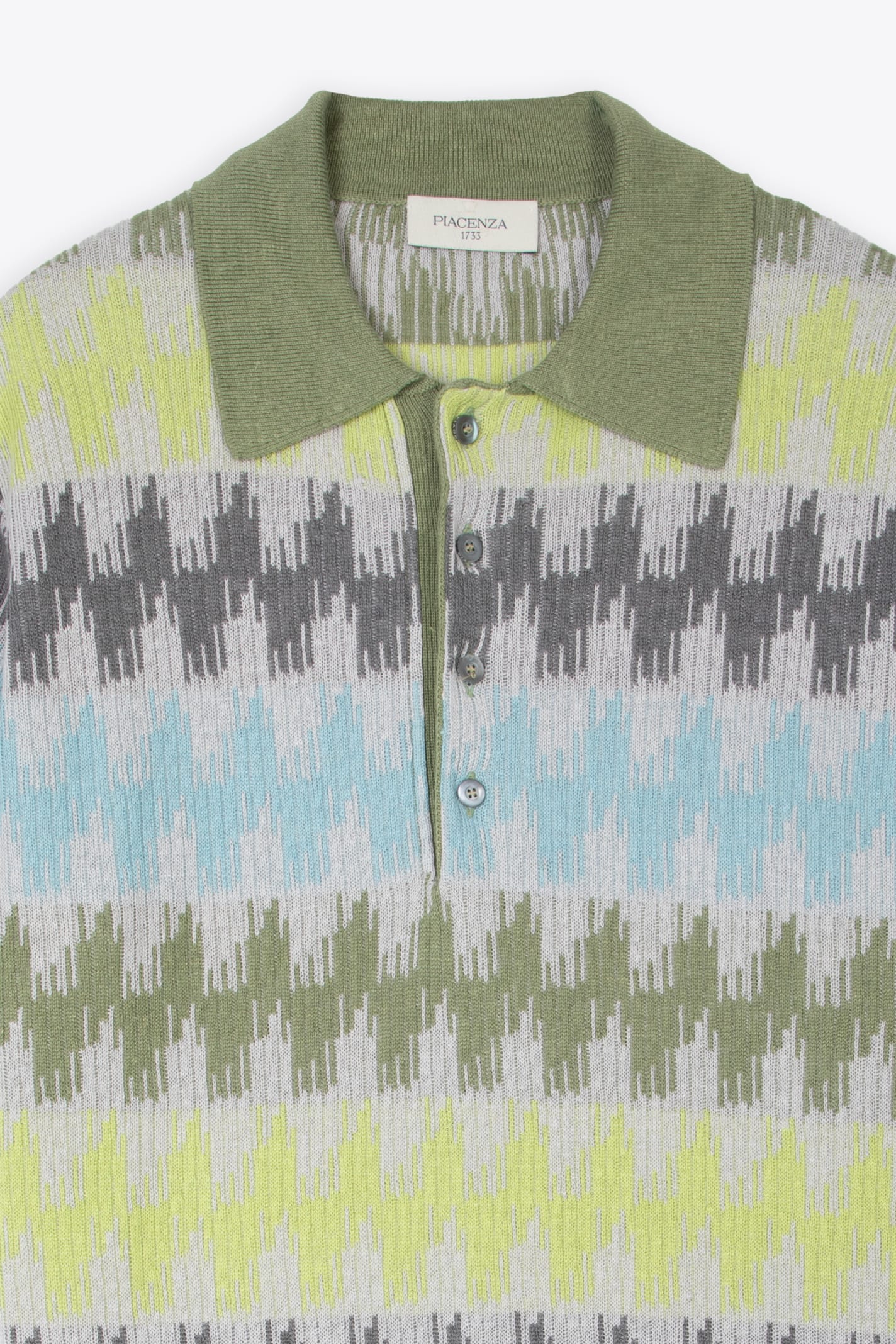 Shop Piacenza Cashmere Polo Manica Corta Multicolour Jacquard Knitted Polo Shirt In Multicolor