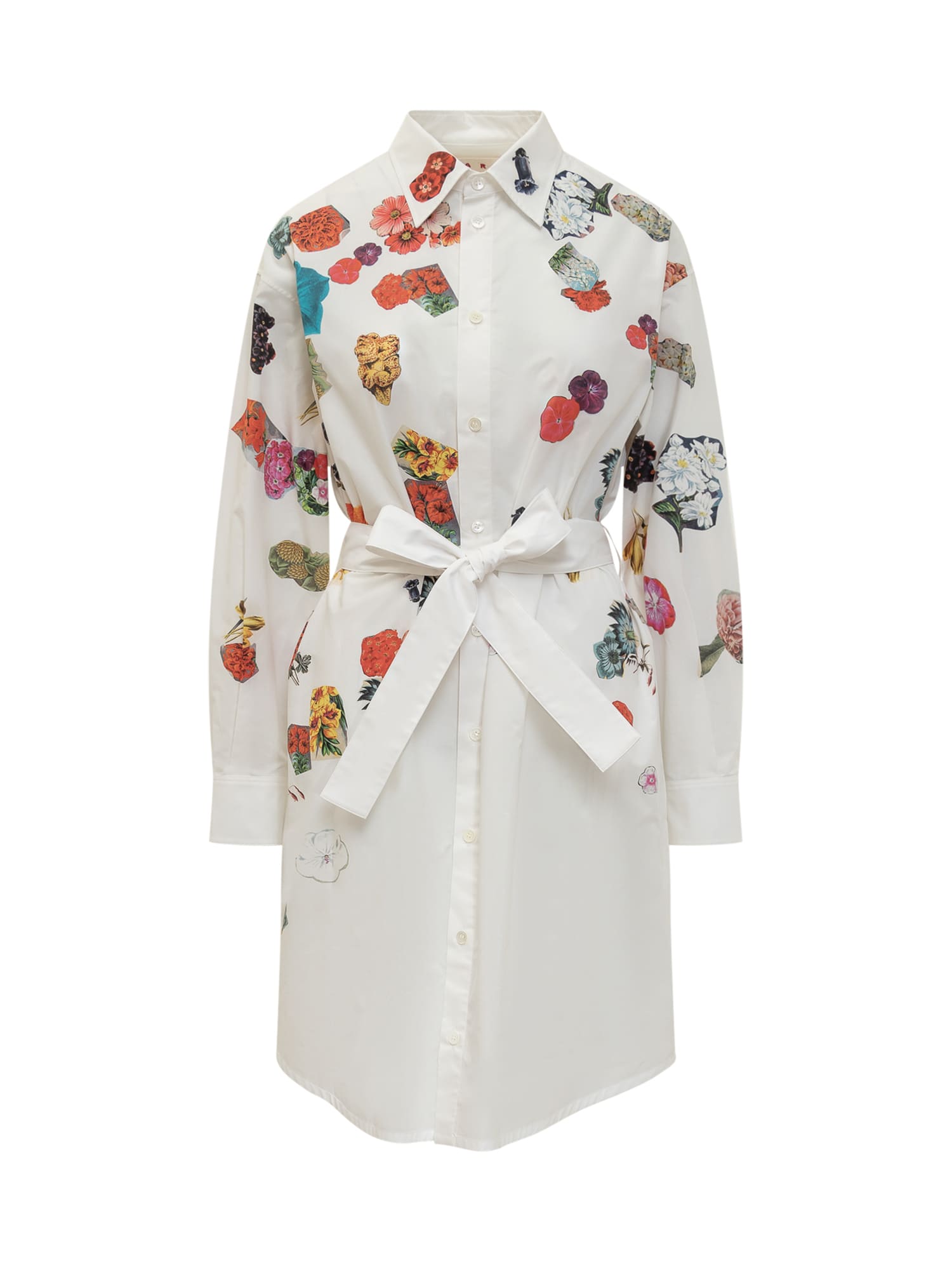 Shop Marni Dress With Floral Patterned Embellishment In Lily White