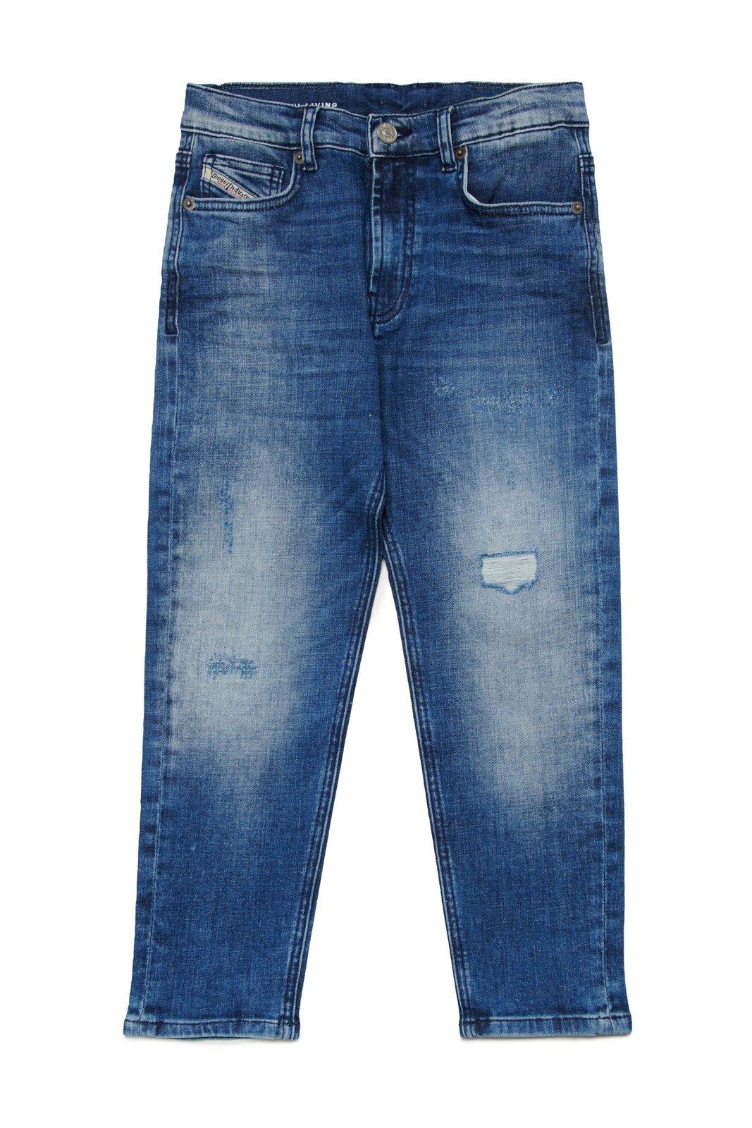 Shop Diesel D-lucas-j Distressed Straight-leg Jeans