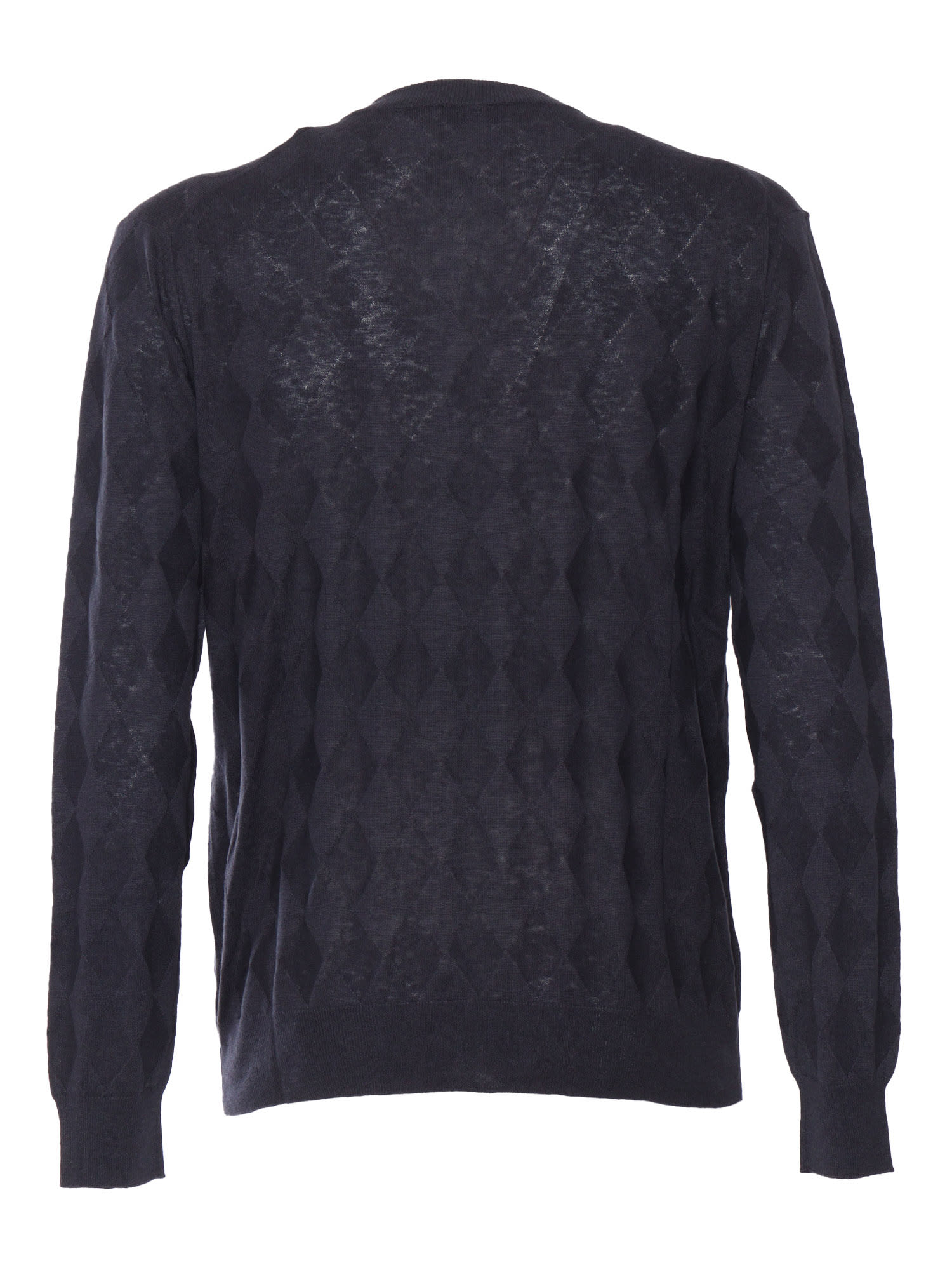 Ballantyne Textured Black Crew Neck Pullover In Blue