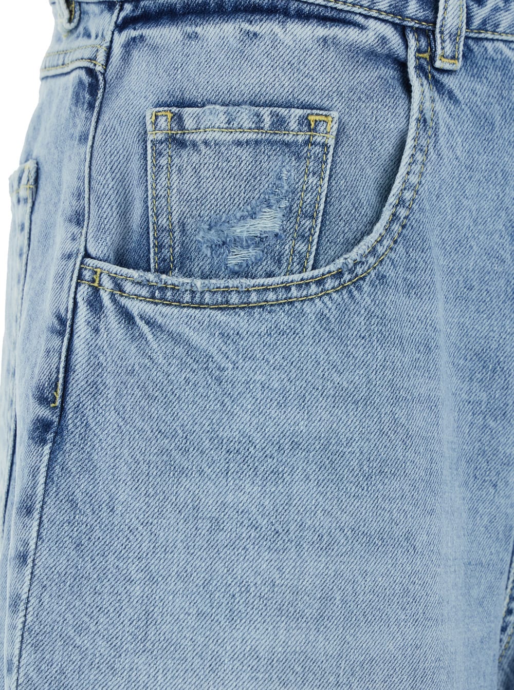 Icon Denim Blue Bermuda Pants With Logo Patch On The Rear In Blu