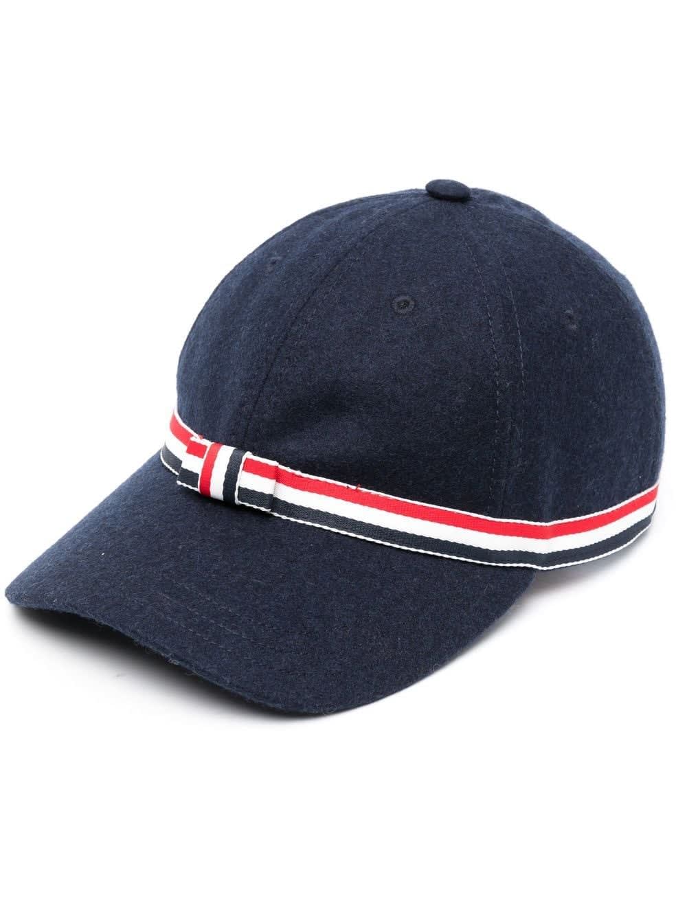 Shop Thom Browne Gg Bow Baseball Cap In Wool Flannel In Navy