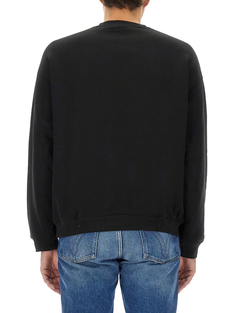 Lacoste Crocodile Badge Cotton Sweatshirt In Black