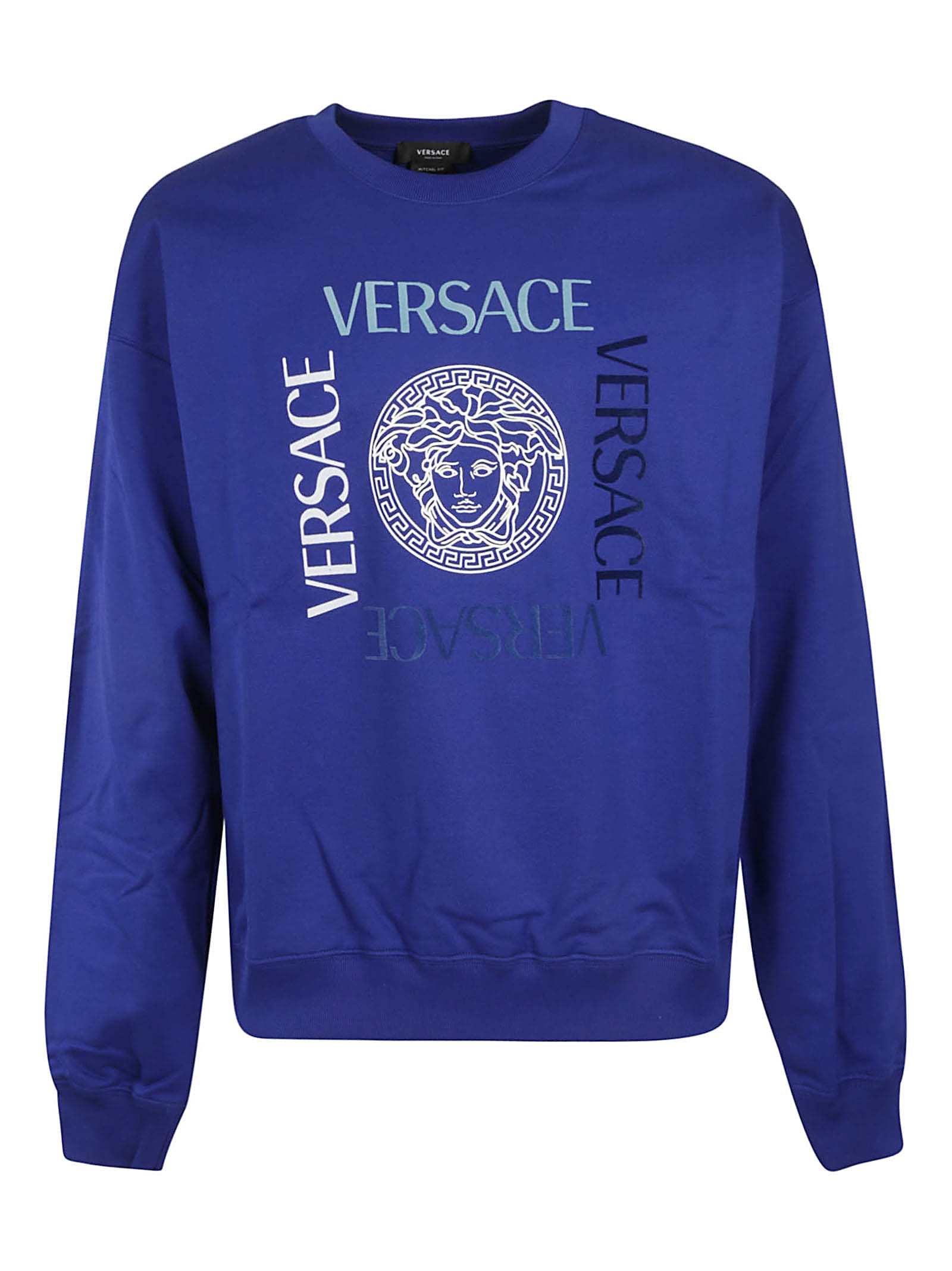 Versace Logo Print Ribbed Sweatshirt