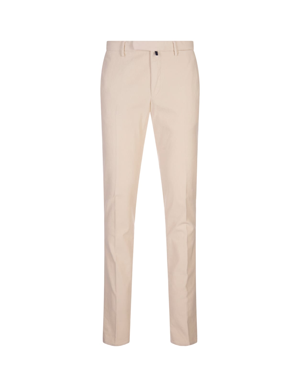 Cream White Corduroy Slim Fit Trousers