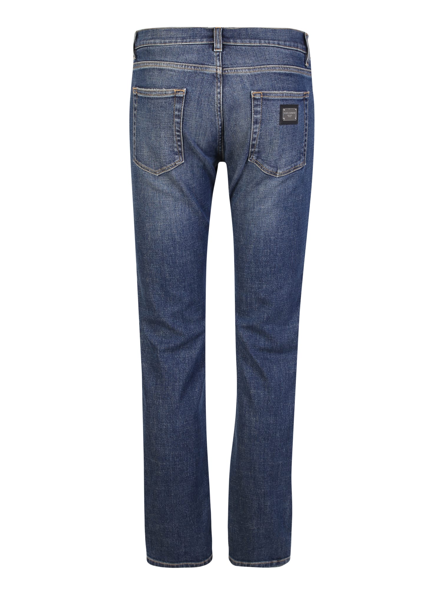 Shop Dolce & Gabbana Logo Plaque Straight-leg Jeans In Blue