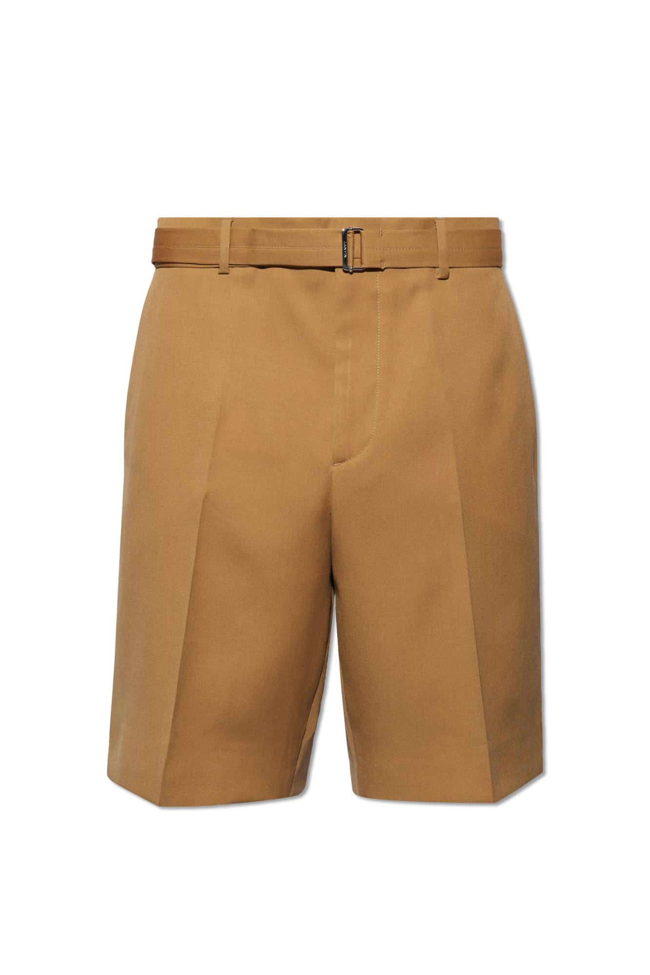 Shop Lanvin Pleat-front Shorts In Brown