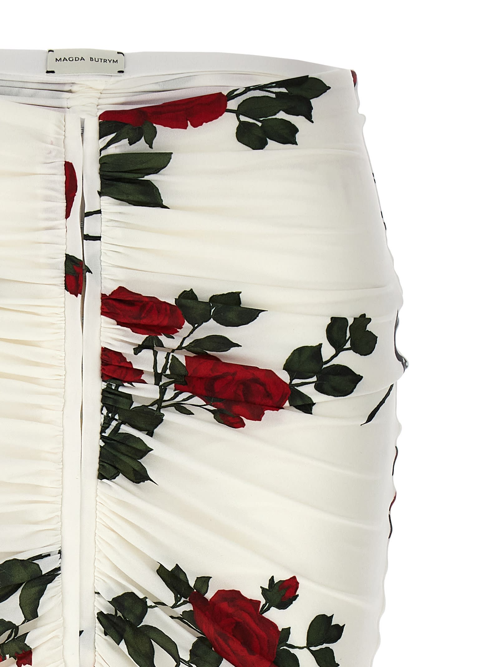 Shop Magda Butrym Floral Print Skirt In White