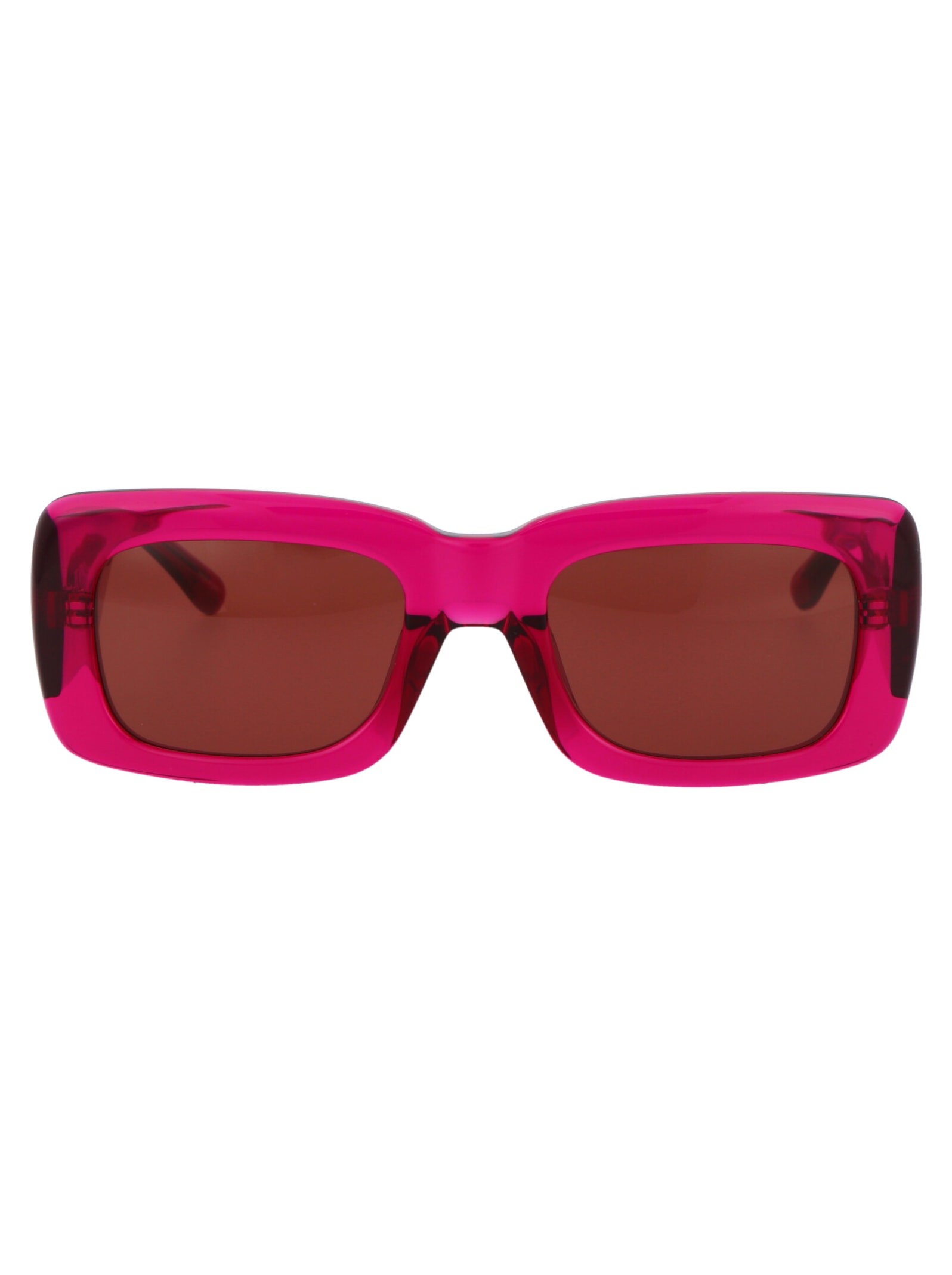 Shop Attico Marfa Sunglasses In Maroon/silver/red