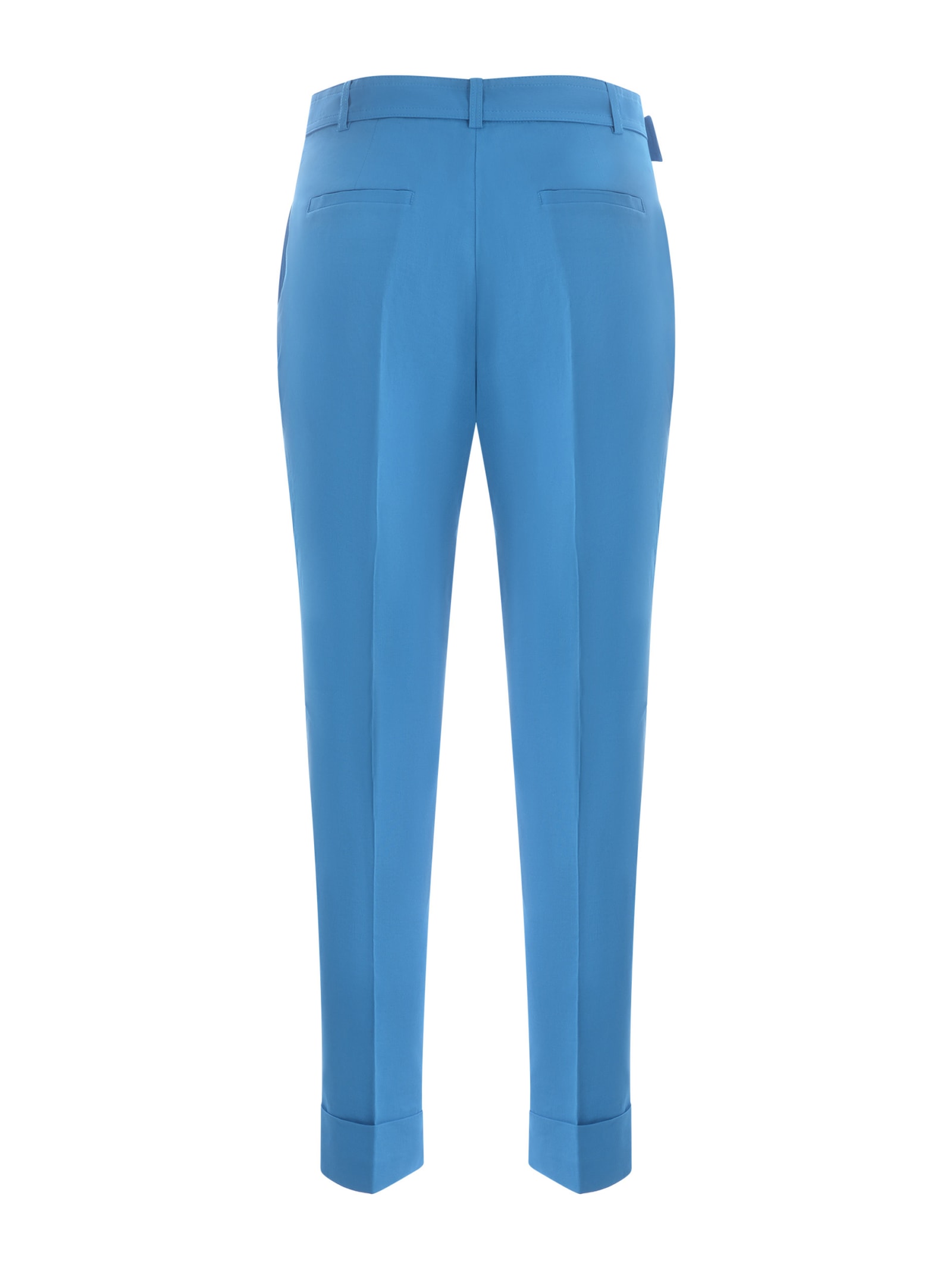 Shop Pinko Trousers  Plaza In Stretch Linen In Azzurro
