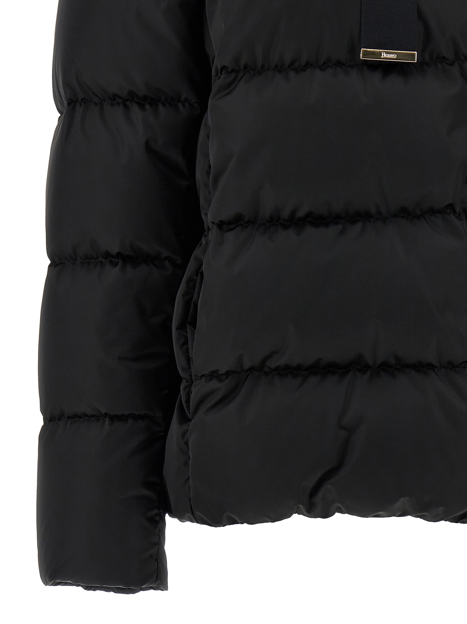 Herno Shiny Satin Down Jacket In Black