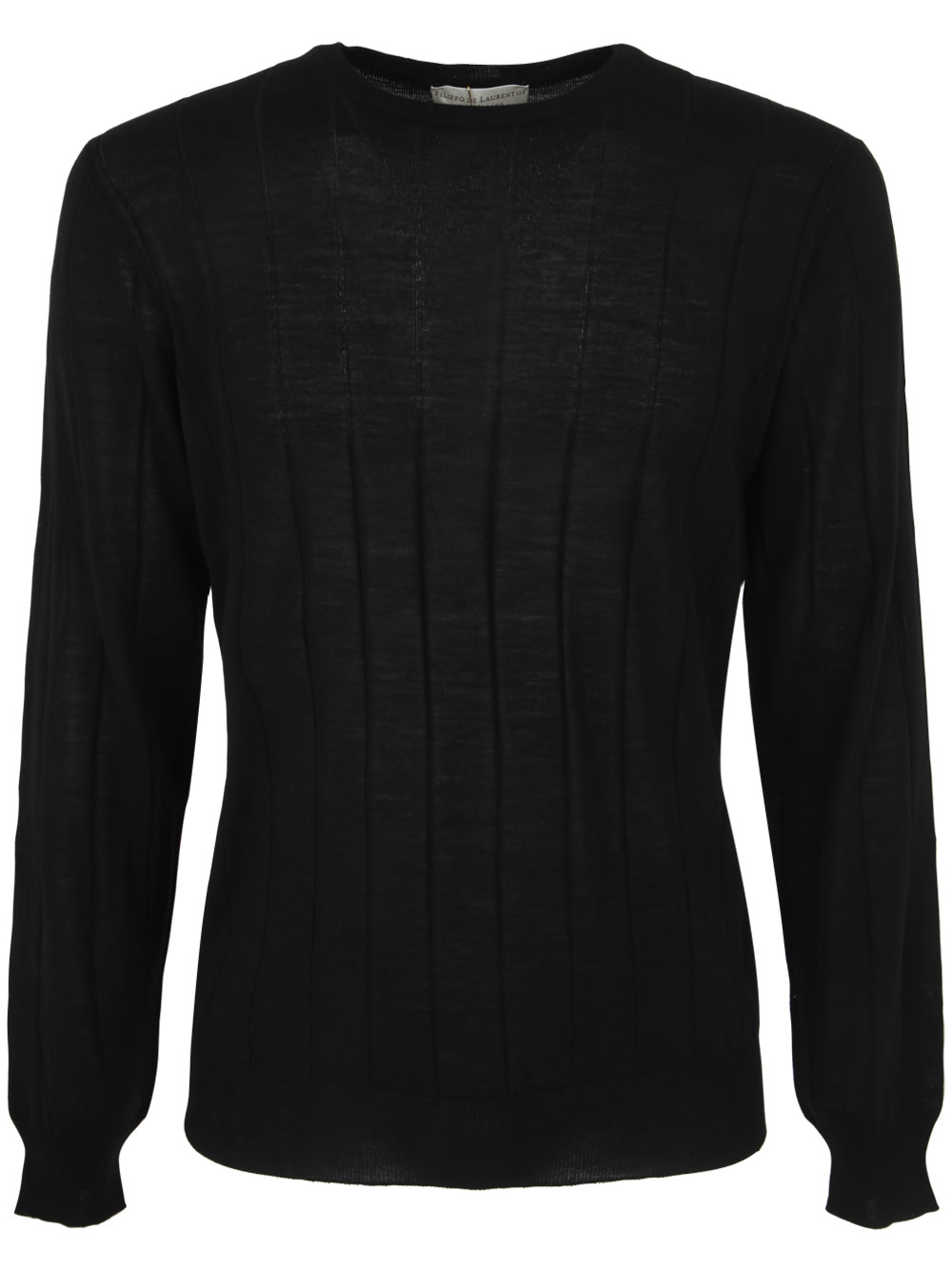 Filippo De Laurentiis Royal Merino Long Sleeves Turtle Neck Ribbed Sweater In Black