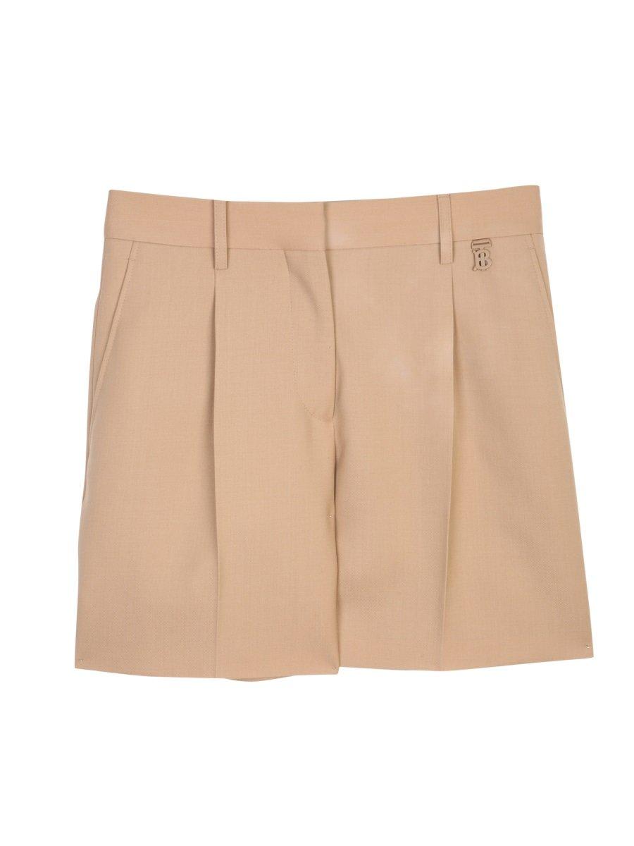 Shop Burberry Logo Detailed Pleated Shorts In Brown
